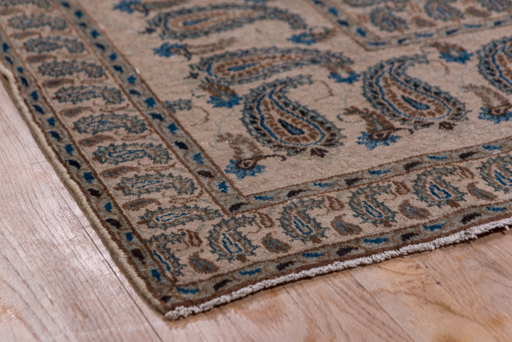 9' x 13' one-of-a-kind handmade vintage Sivas large size rug. Color palette: black, blue, brown, charcoal, dim gray, fiord