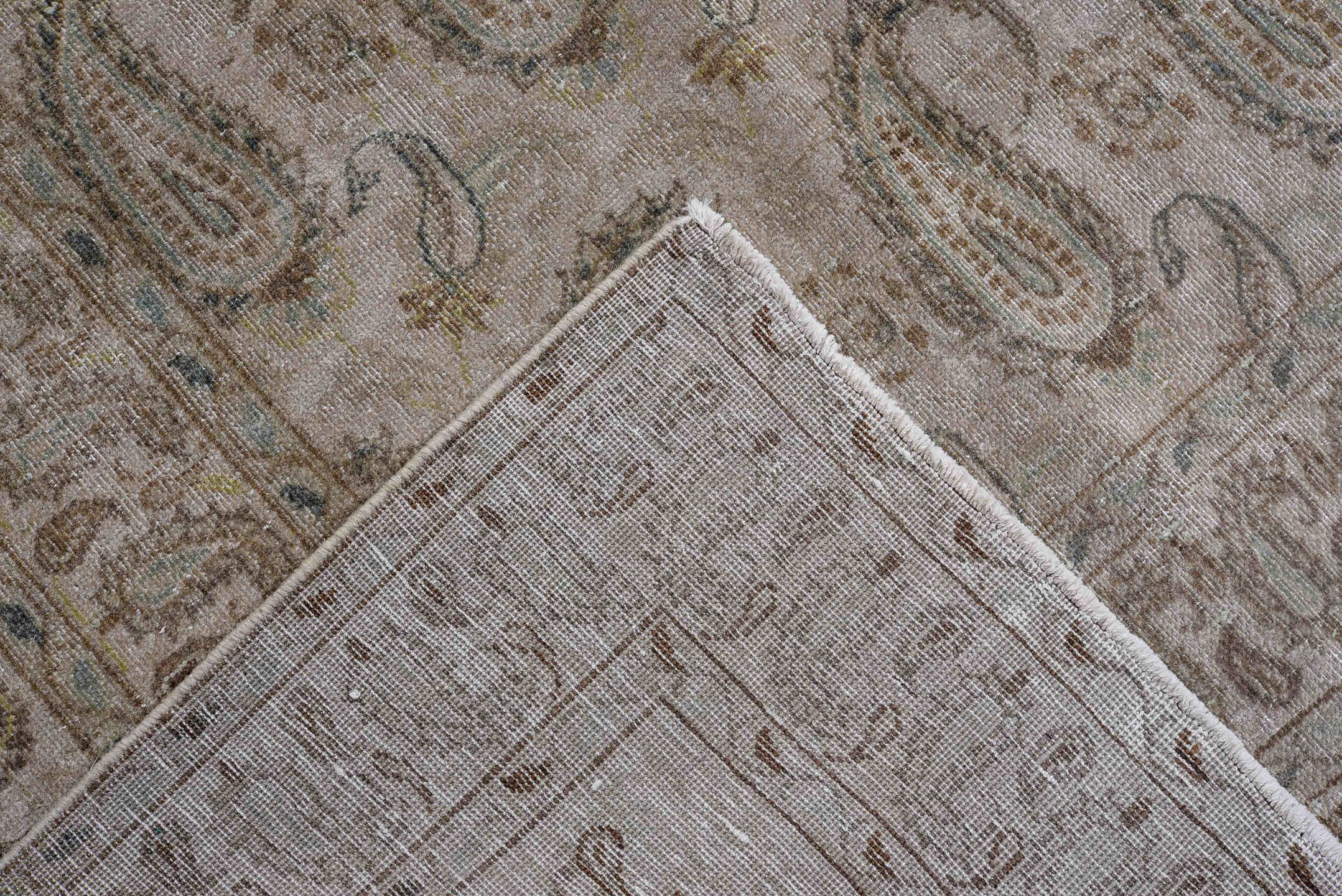 9' x 13' one-of-a-kind handmade vintage Sivas large size rug. Color palette: black, blue, brown, charcoal, dim gray, fiord