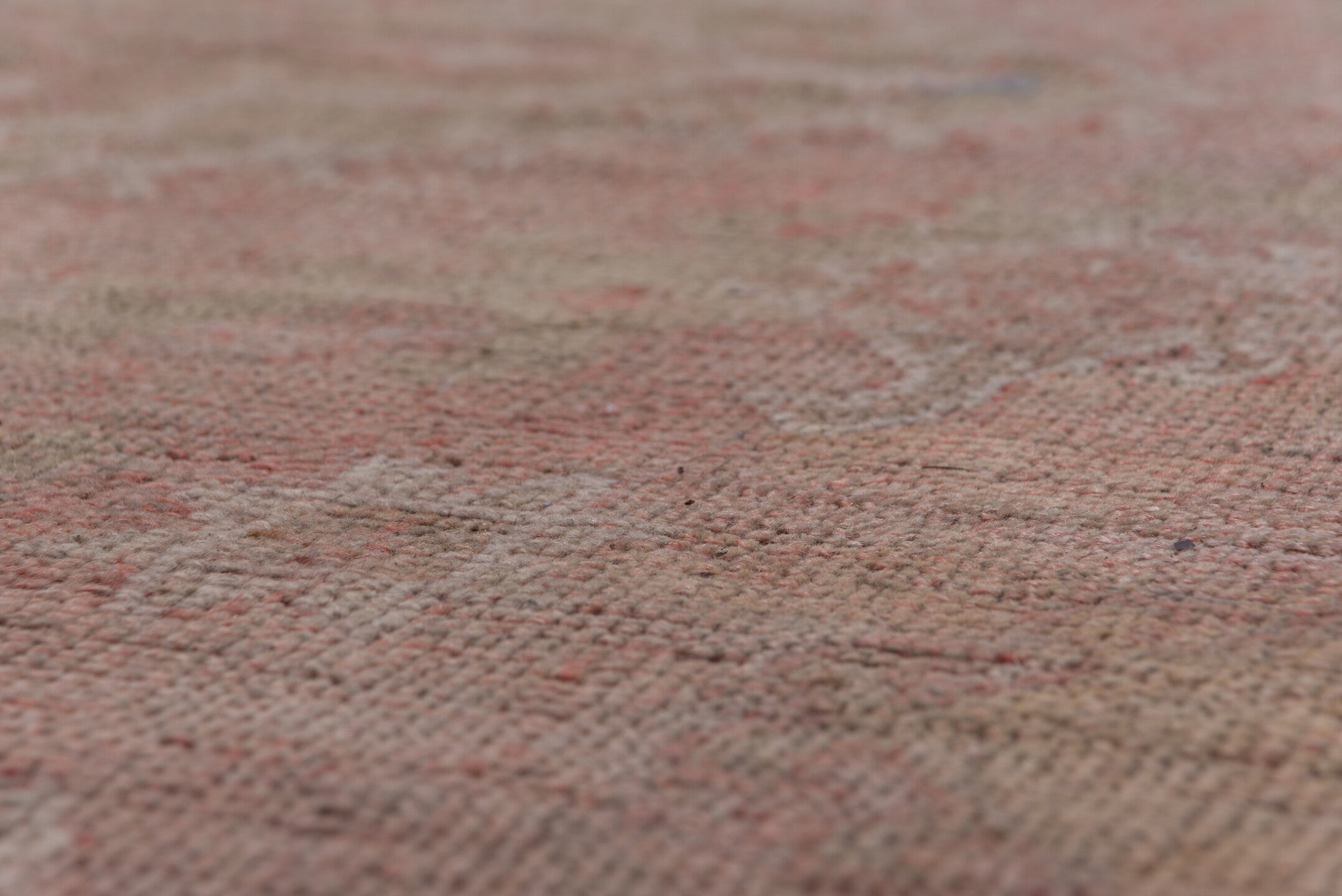 3' x 14' one-of-a-kind handmade vintage Tulu runner rug. Color palette: rose, taupe, dusty pink, camel, ivory, sage, brown
