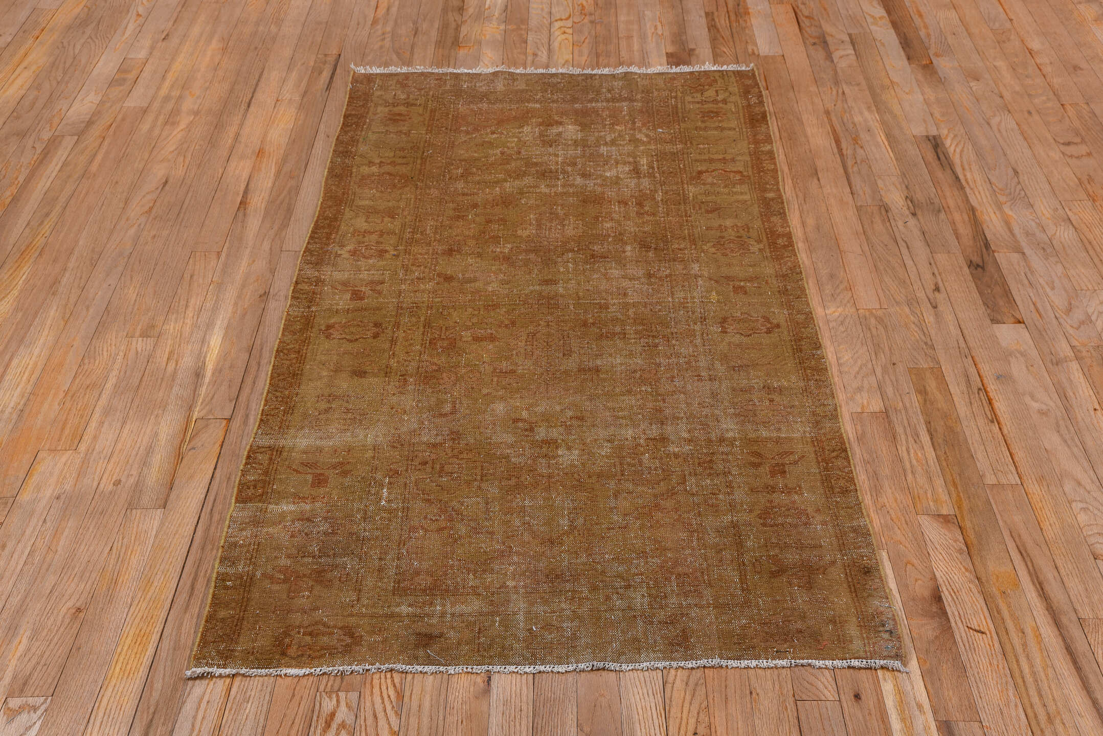 7' x 10' one-of-a-kind handmade vintage Tulu large size rug. Color palette: camel, terra cotta, taupe, sienna, tan, rust