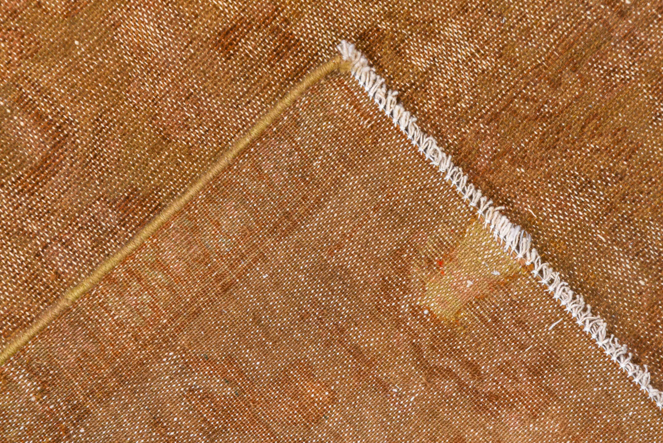 7' x 10' one-of-a-kind handmade vintage Tulu large size rug. Color palette: camel, terra cotta, taupe, sienna, tan, rust