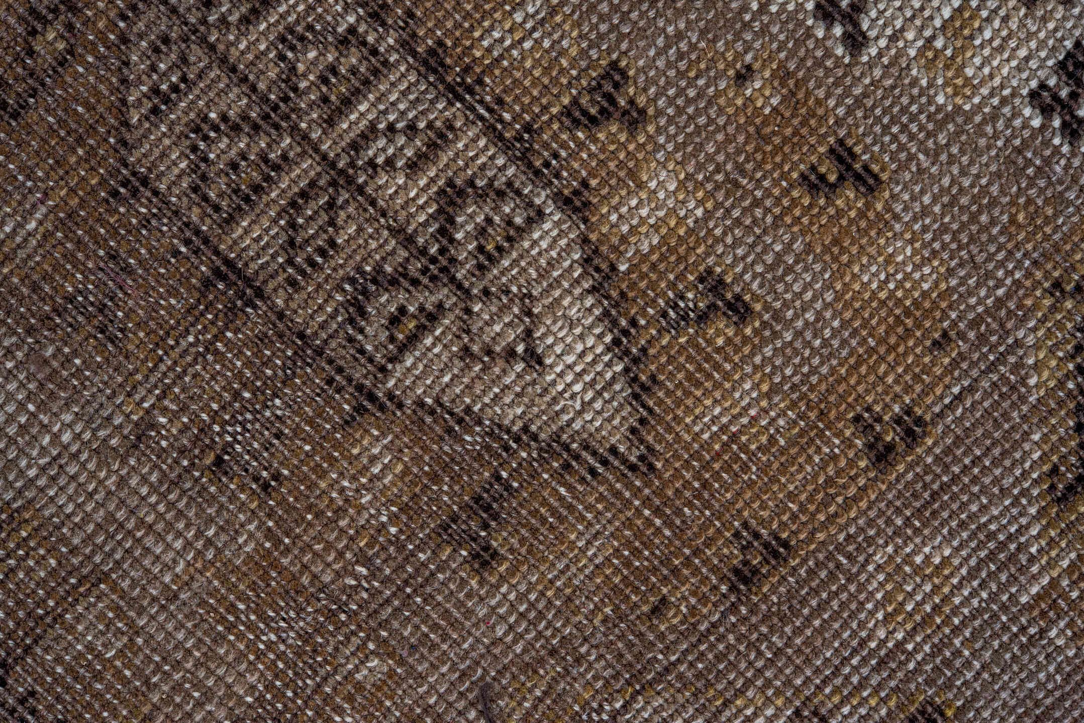 14' x 18' one-of-a-kind handmade vintage Tulu oversize rug. Color palette: taupe, camel, brown, ivory, charcoal, beige, gray