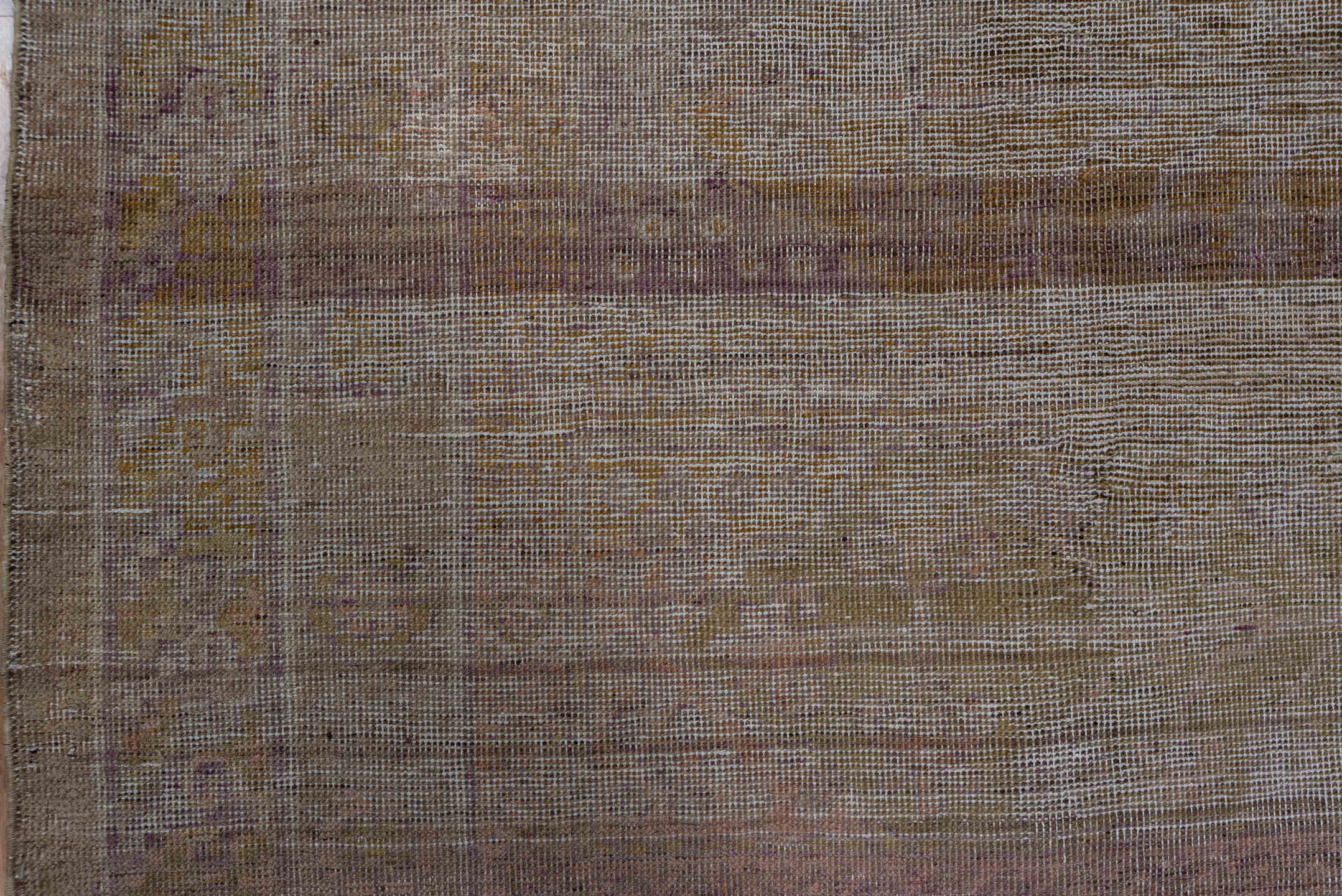 12' x 14' one-of-a-kind handmade vintage Kilim oversize rug. Color palette: taupe, blush, ivory, beige, sand, rose, camel