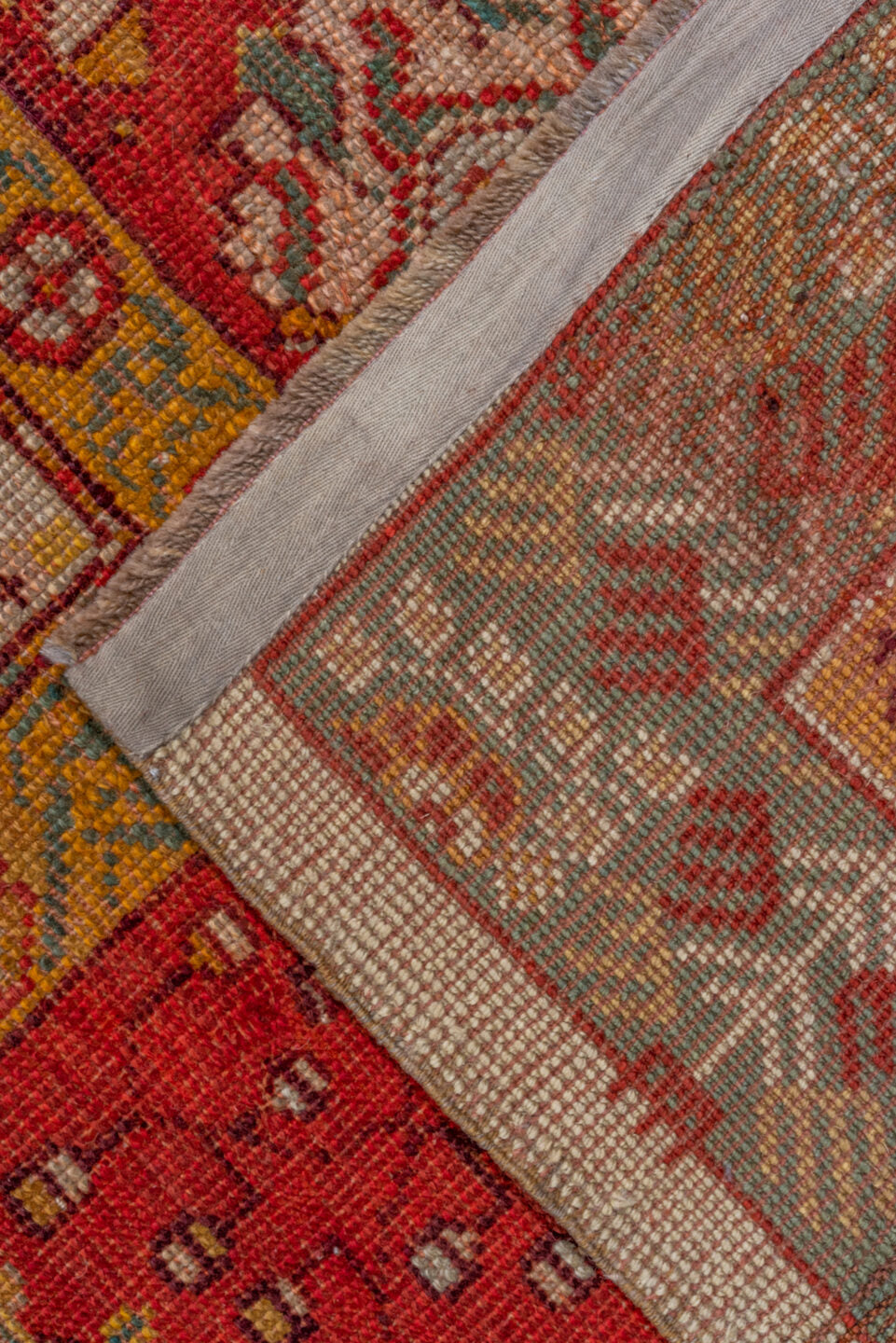 8' x 12' one-of-a-kind handmade vintage Kilim large size rug. Color palette: ivory, red, sage, camel, rust, taupe, burgundy