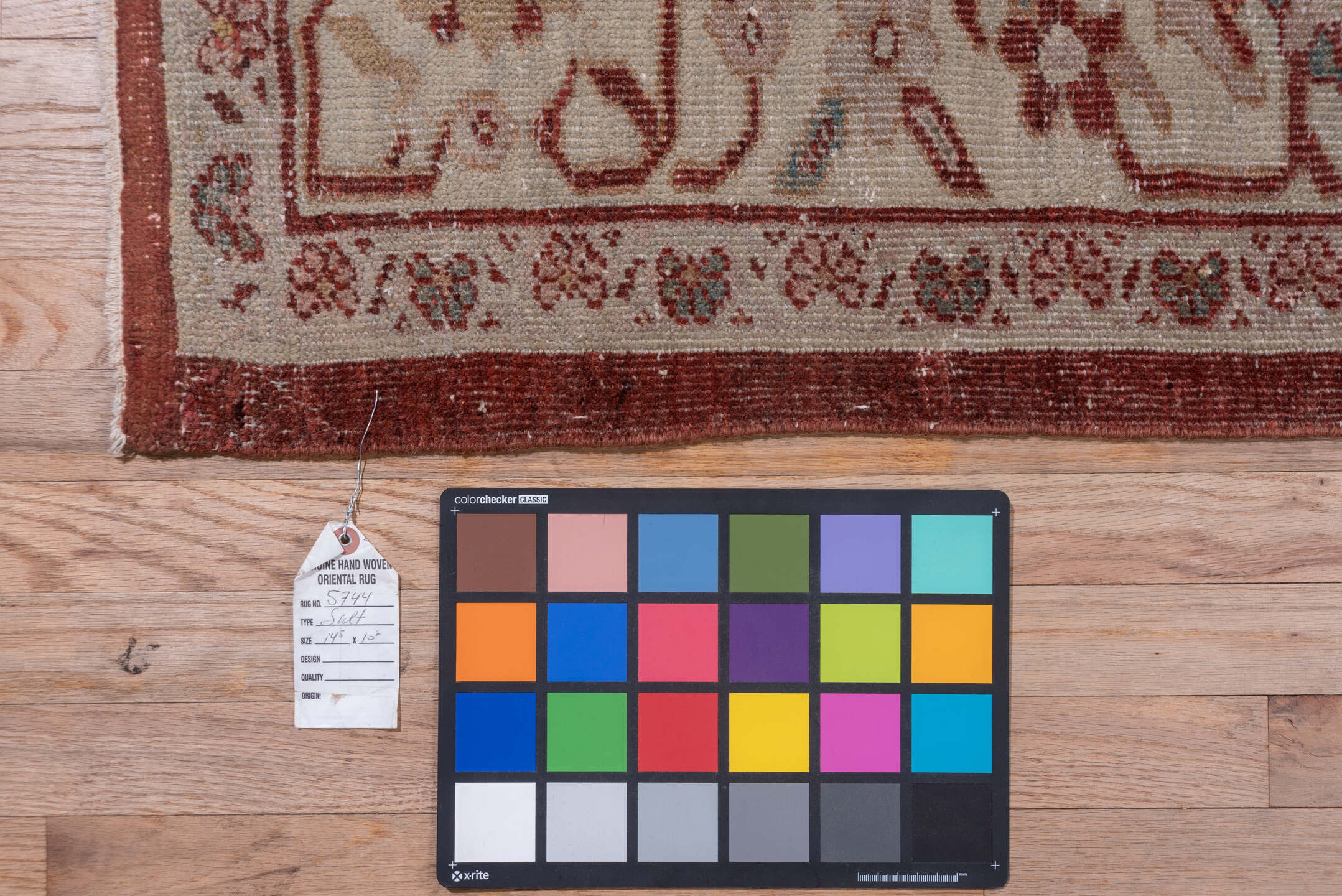 12' x 16' one-of-a-kind handmade vintage Tulu oversize rug. Color palette: terracotta, ivory, rose, taupe, sage, blue gray