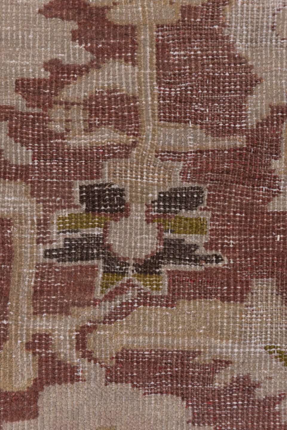 12' x 16' one-of-a-kind handmade vintage Tulu oversize rug. Color palette: terracotta, ivory, rose, taupe, sage, blue gray