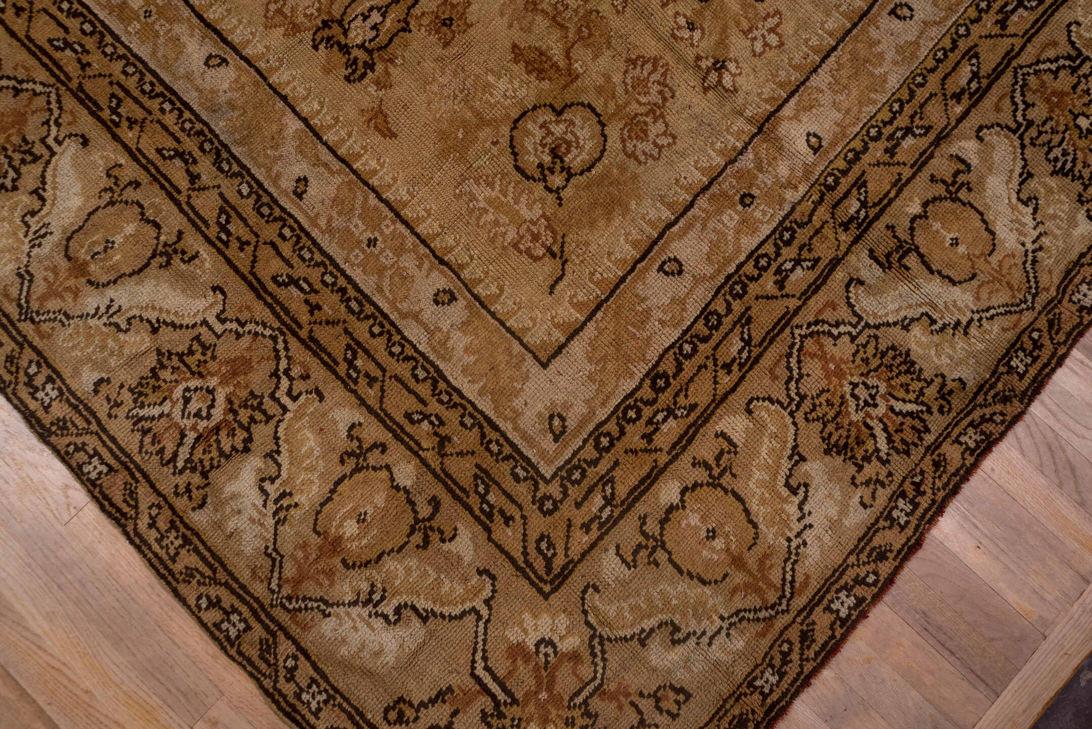 4' x 12' one-of-a-kind handmade vintage Tulu runner rug. Color palette: camel, taupe, ivory, sienna, brown, sand, beige