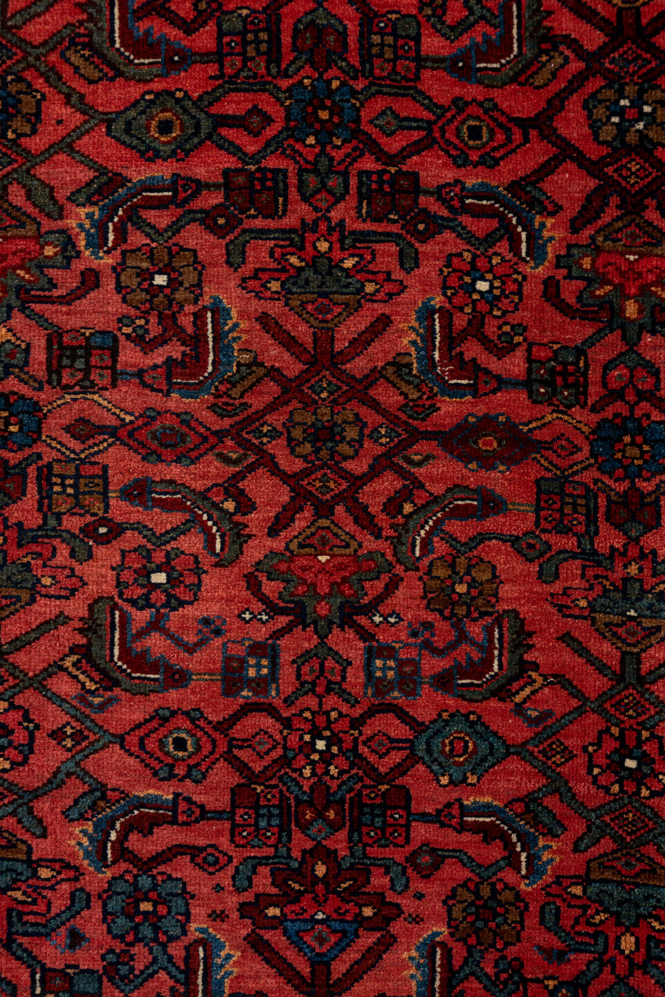 13' x 17' one-of-a-kind handmade vintage Oushak oversize rug. Color palette: terracotta, navy, rust, burgundy, ivory, slate
