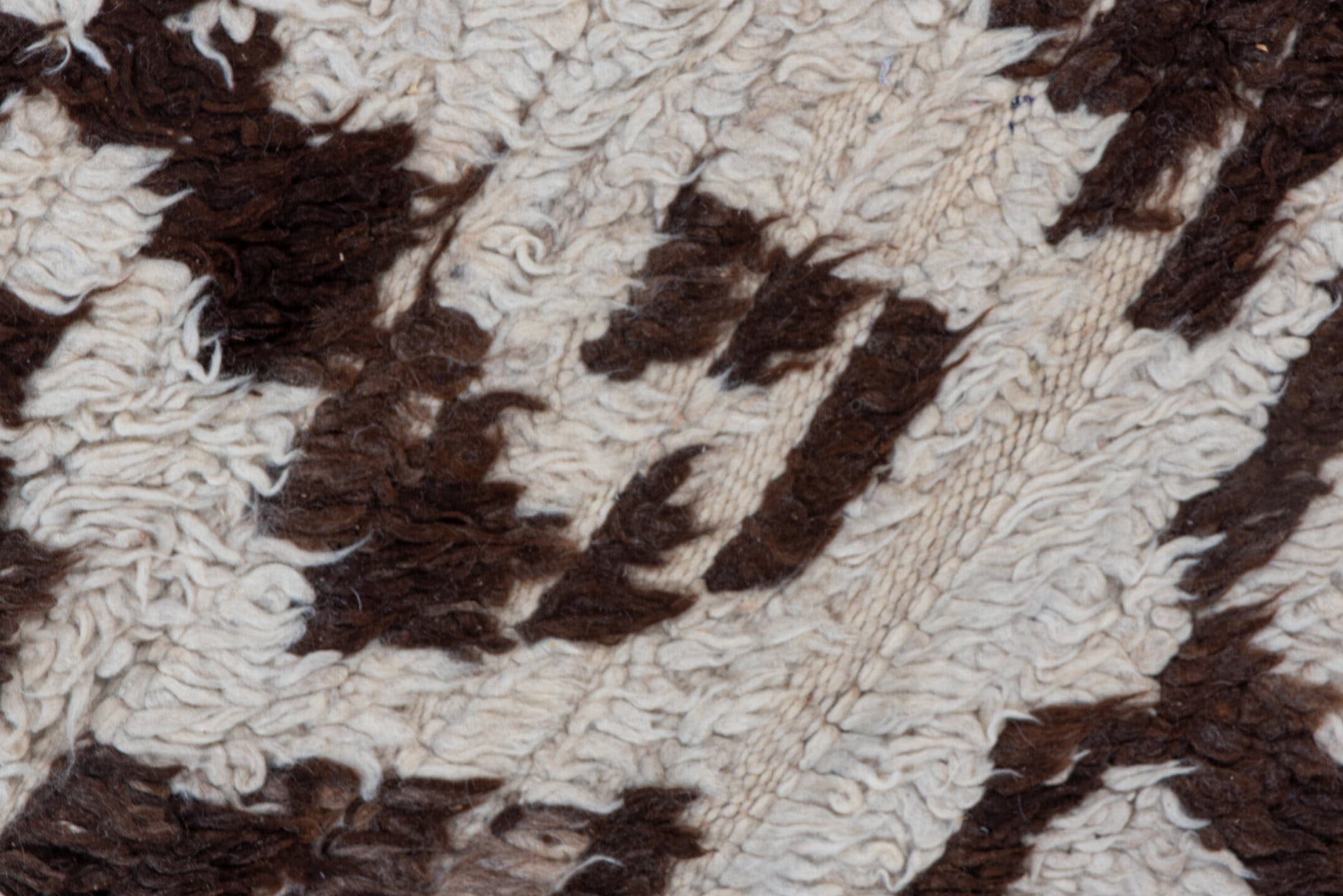 4' x 8' one-of-a-kind handmade vintage Moroccan rug. Color palette: ivory, dark brown, taupe, brown, beige, gray