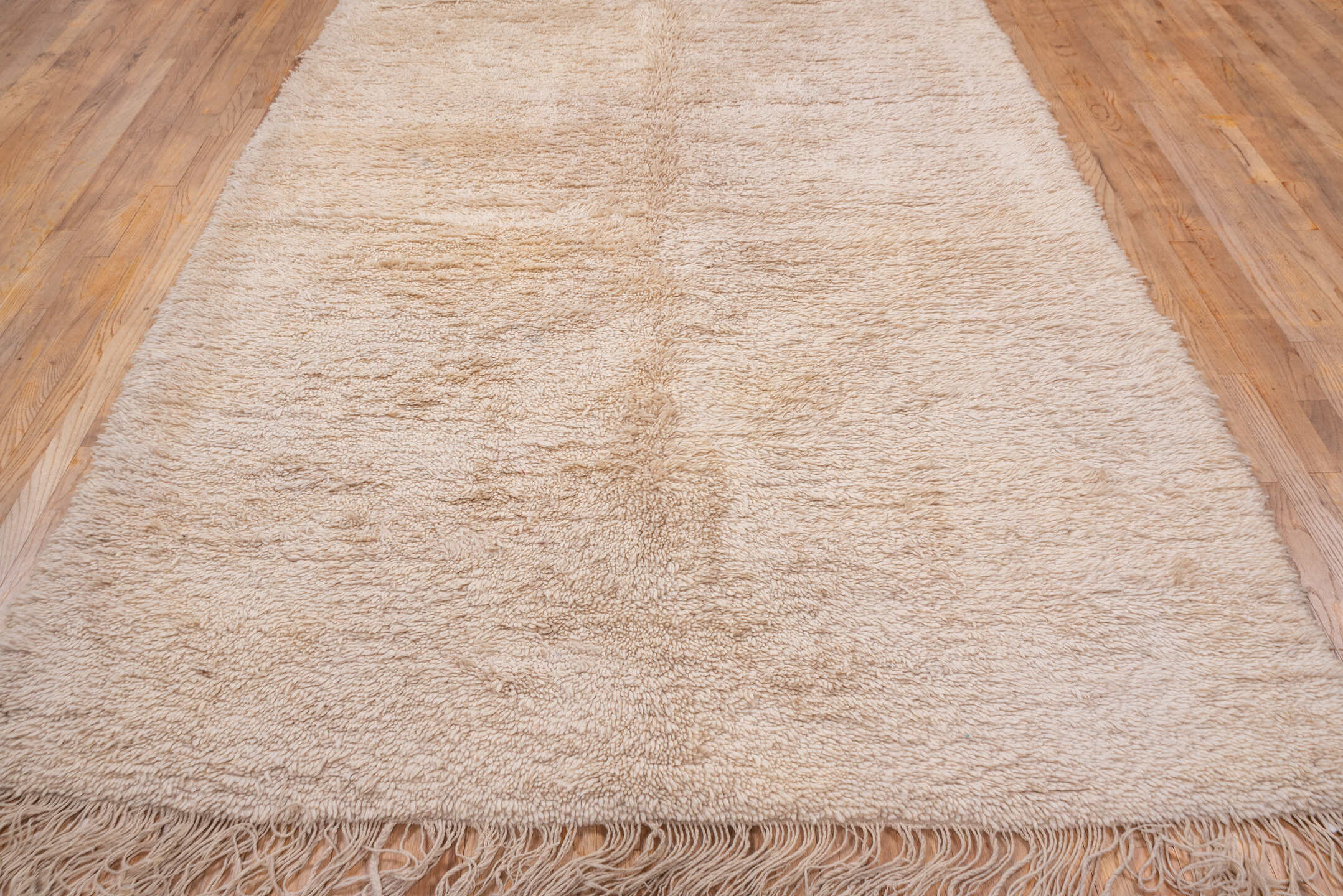 6' x 12' one-of-a-kind handmade vintage Moroccan large size rug. Color palette: ivory, cream, beige, taupe, gray