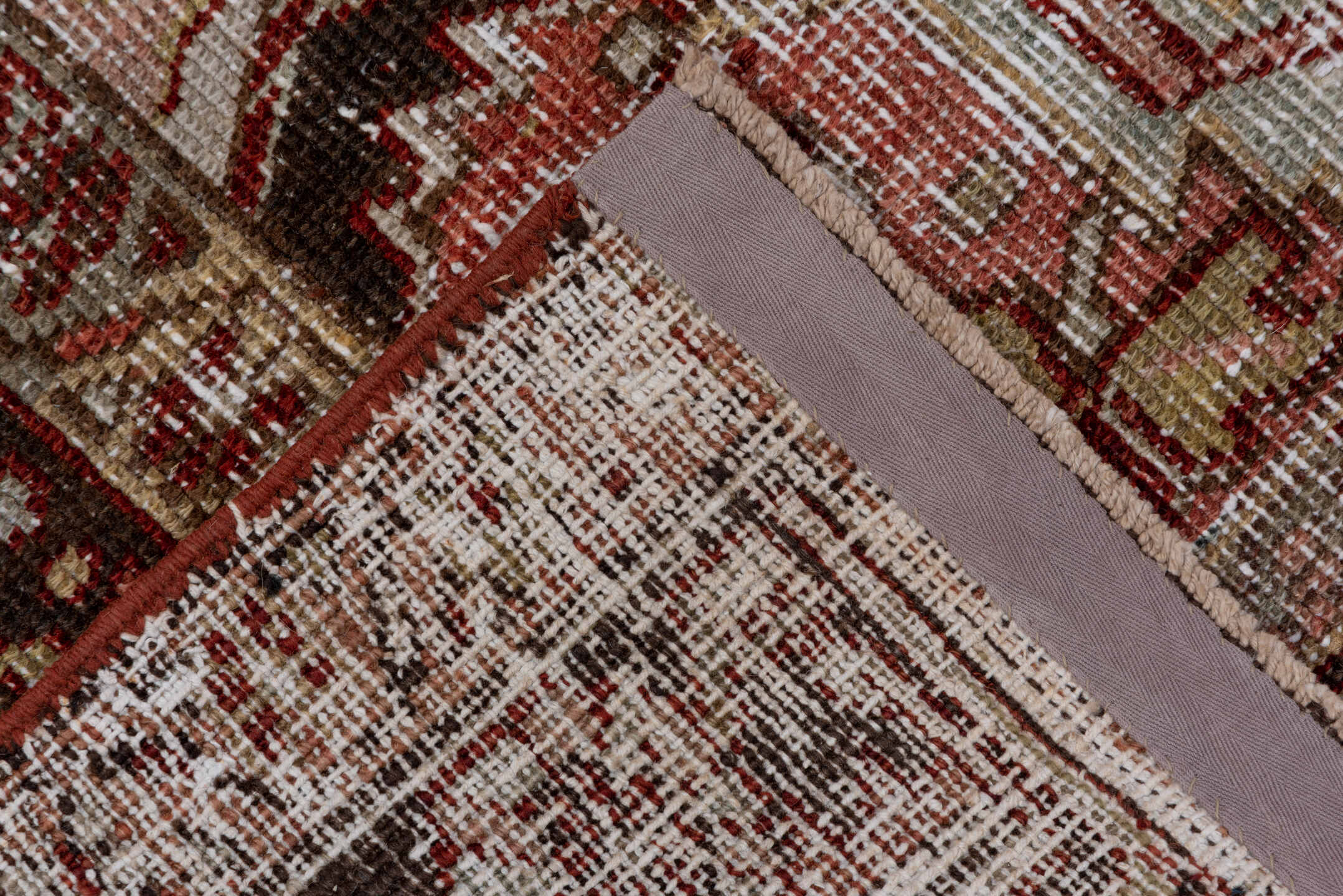 13' x 15' one-of-a-kind handmade vintage Kilim oversize rug. Color palette: terracotta, rose, olive, ivory, charcoal, taupe