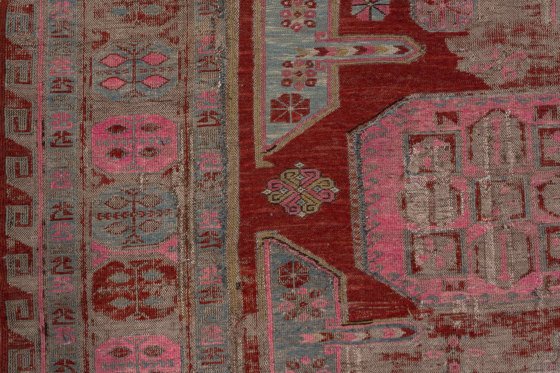 11' x 15' one-of-a-kind handmade vintage Kilim oversize rug. Color palette: rose, brick red, taupe, dusty pink, brown