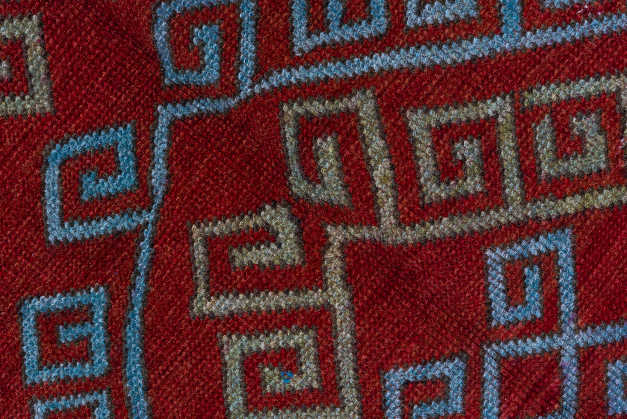 4' x 6' one-of-a-kind handmade vintage Caucasian small size rug. Color palette: red, ivory, sky blue, rust, burgundy, camel