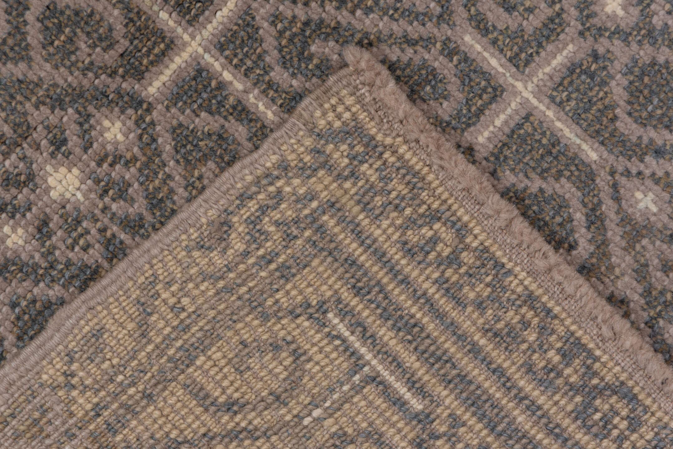 2' x 4' one-of-a-kind handmade vintage Konya small size rug. Color palette: taupe, ivory, beige, brown, camel, gray