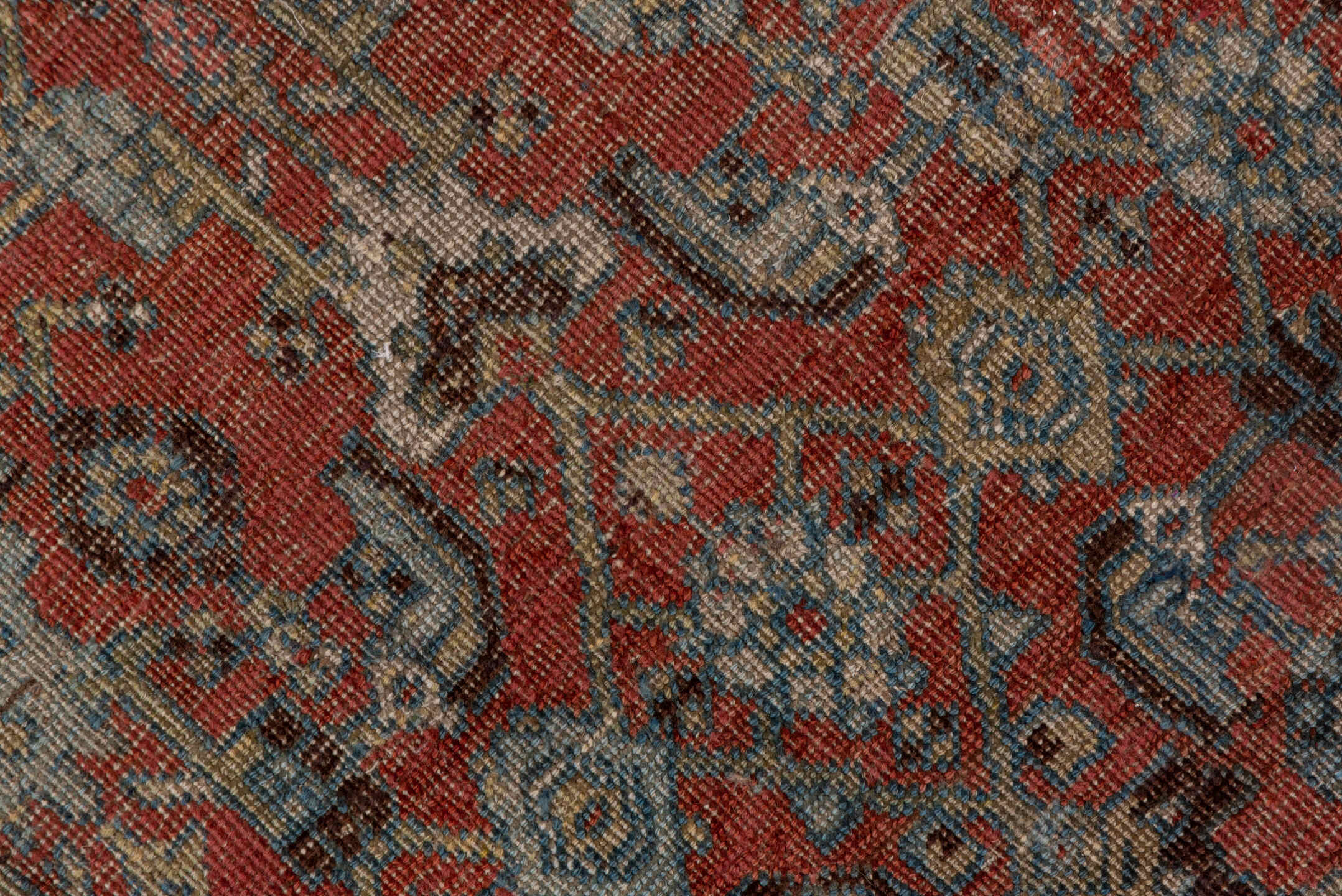 4' x 6' one-of-a-kind handmade antique Kurd small size rug. Color palette: rust, ivory, slate, taupe, charcoal, rose, brown