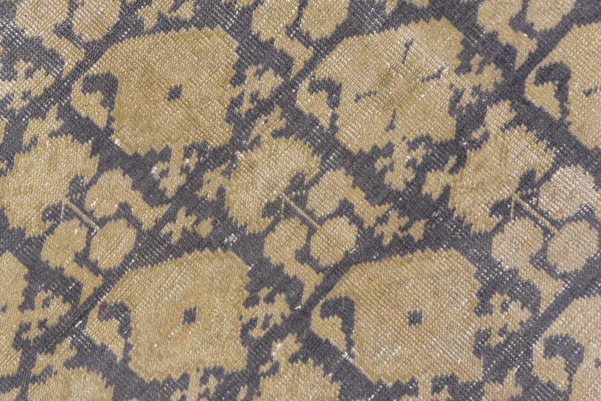 6' x 9' one-of-a-kind handmade antique Kaisary medium size rug. Color palette: ivory, taupe, charcoal, camel, rust, slate