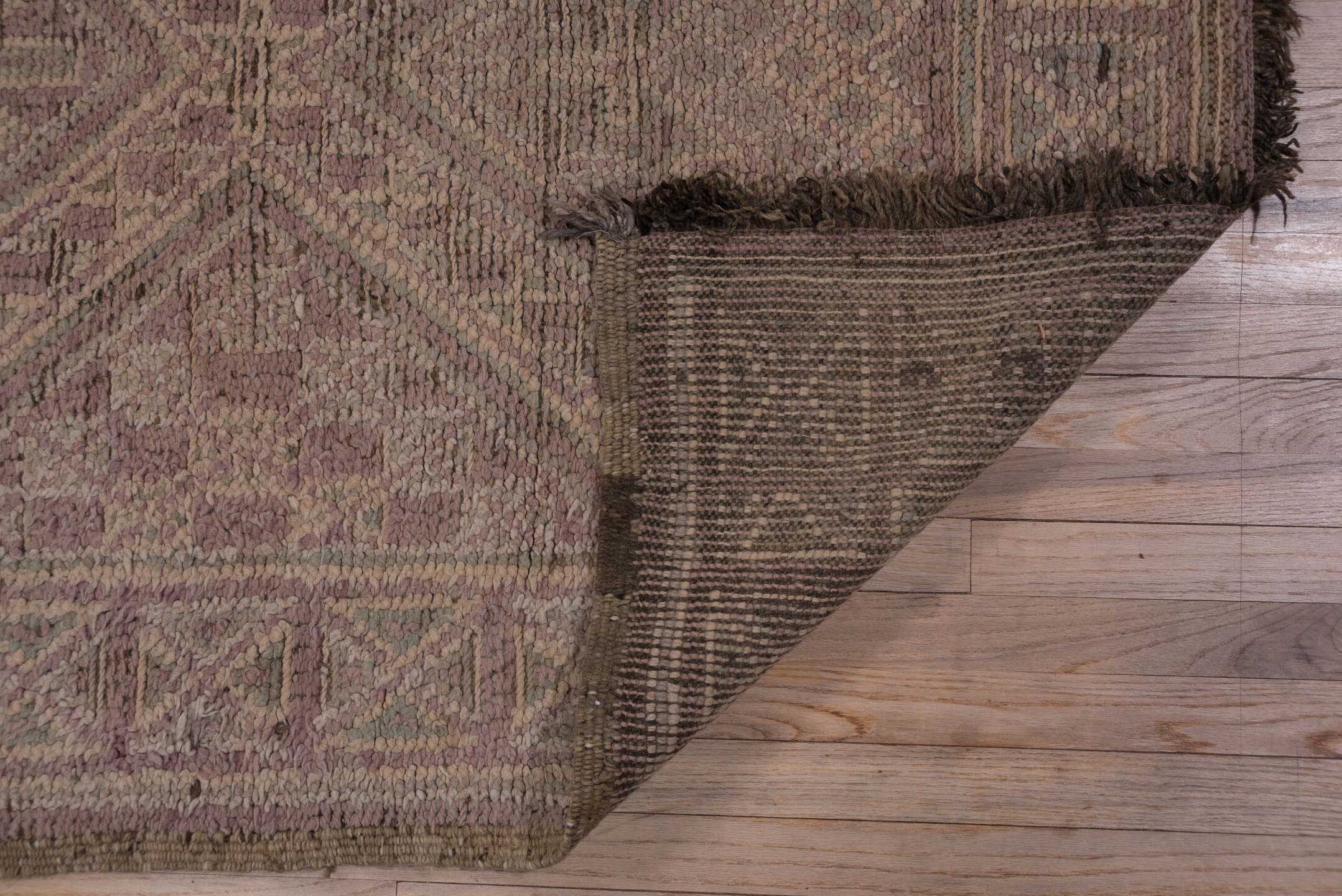 6' x 11' one-of-a-kind handmade vintage Moroccan large size rug. Color palette: taupe, mauve, dusty rose, brown, beige