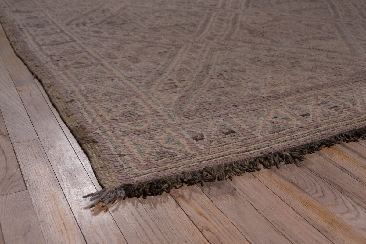 6' x 11' one-of-a-kind handmade vintage Moroccan large size rug. Color palette: taupe, mauve, dusty rose, brown, beige