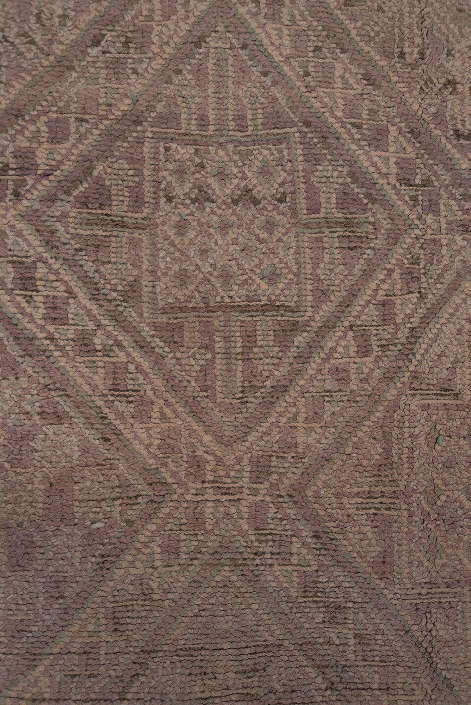 6' x 11' one-of-a-kind handmade vintage Moroccan large size rug. Color palette: taupe, mauve, dusty rose, brown, beige