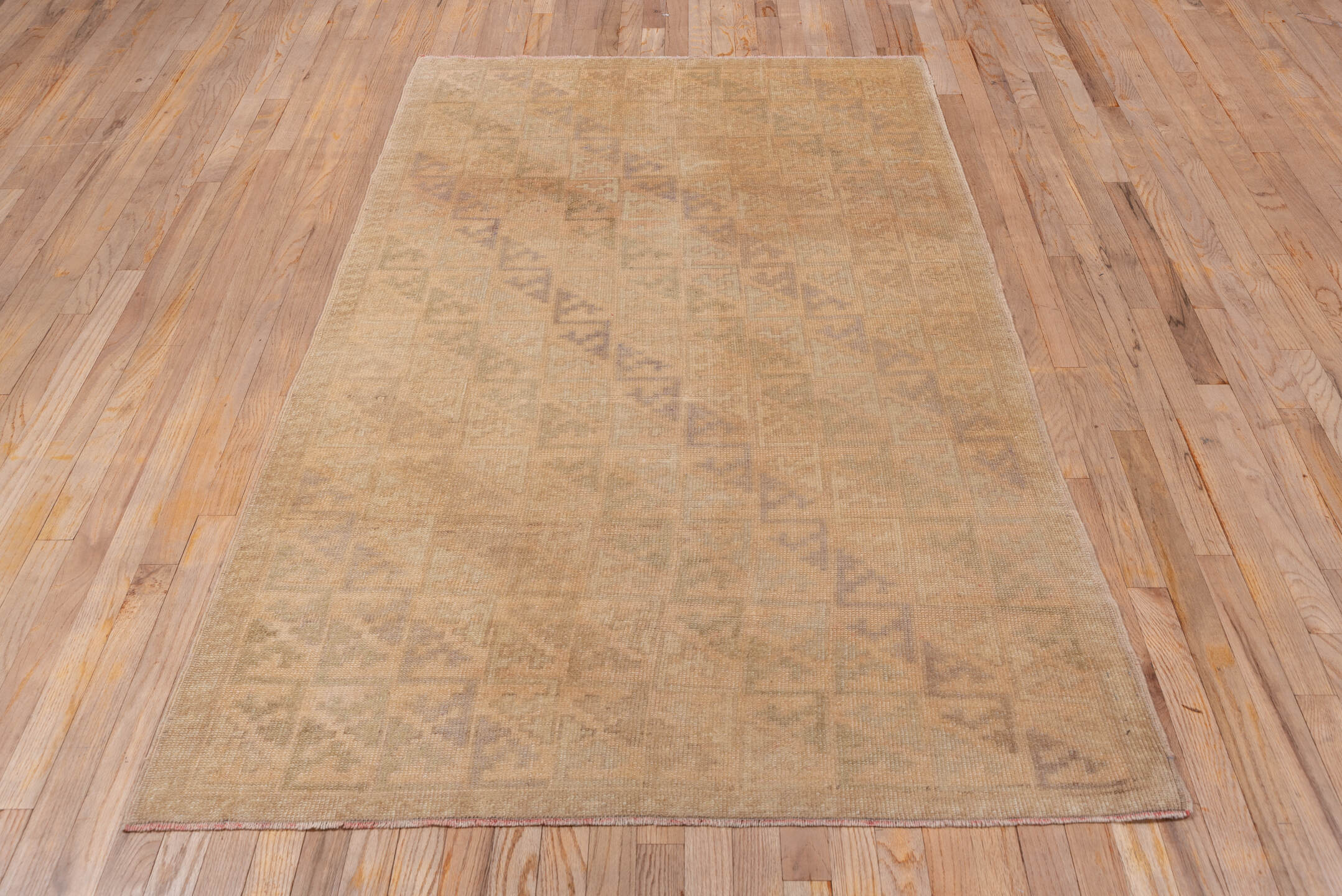 4' x 7' one-of-a-kind handmade vintage Anatolian rug. Color palette: beige, taupe, sand, ivory, muted lavender, stone, camel