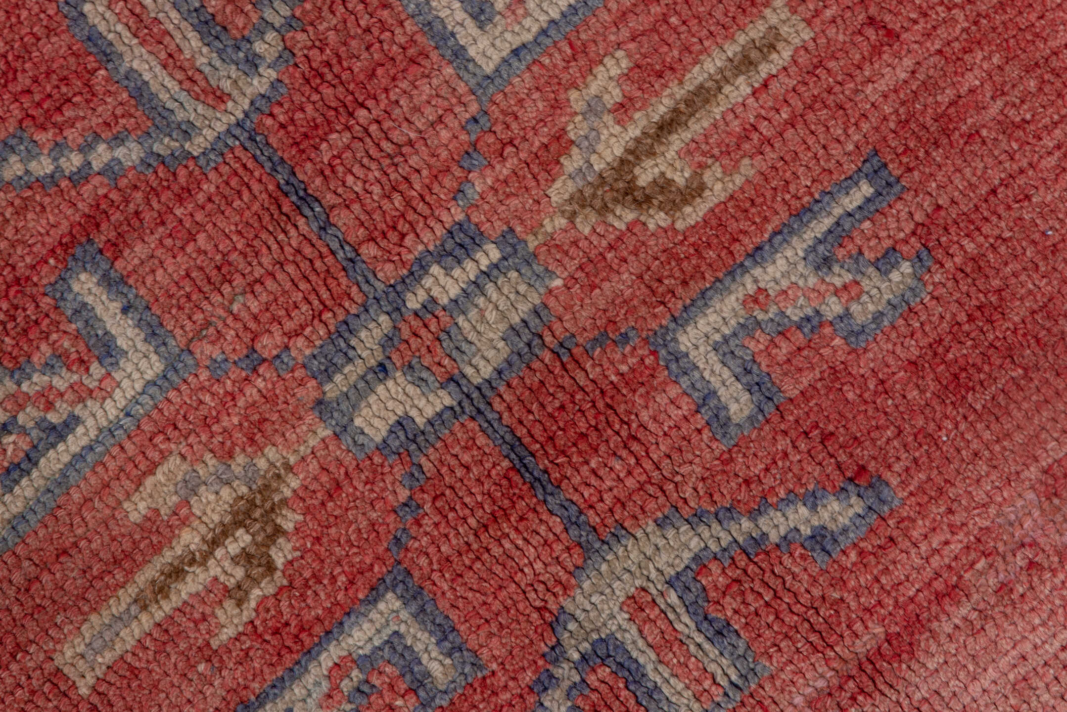 4' x 10' one-of-a-kind handmade vintage Oushak runner rug. Color palette: terra cotta, slate, ivory, rose, dusty blue, taupe