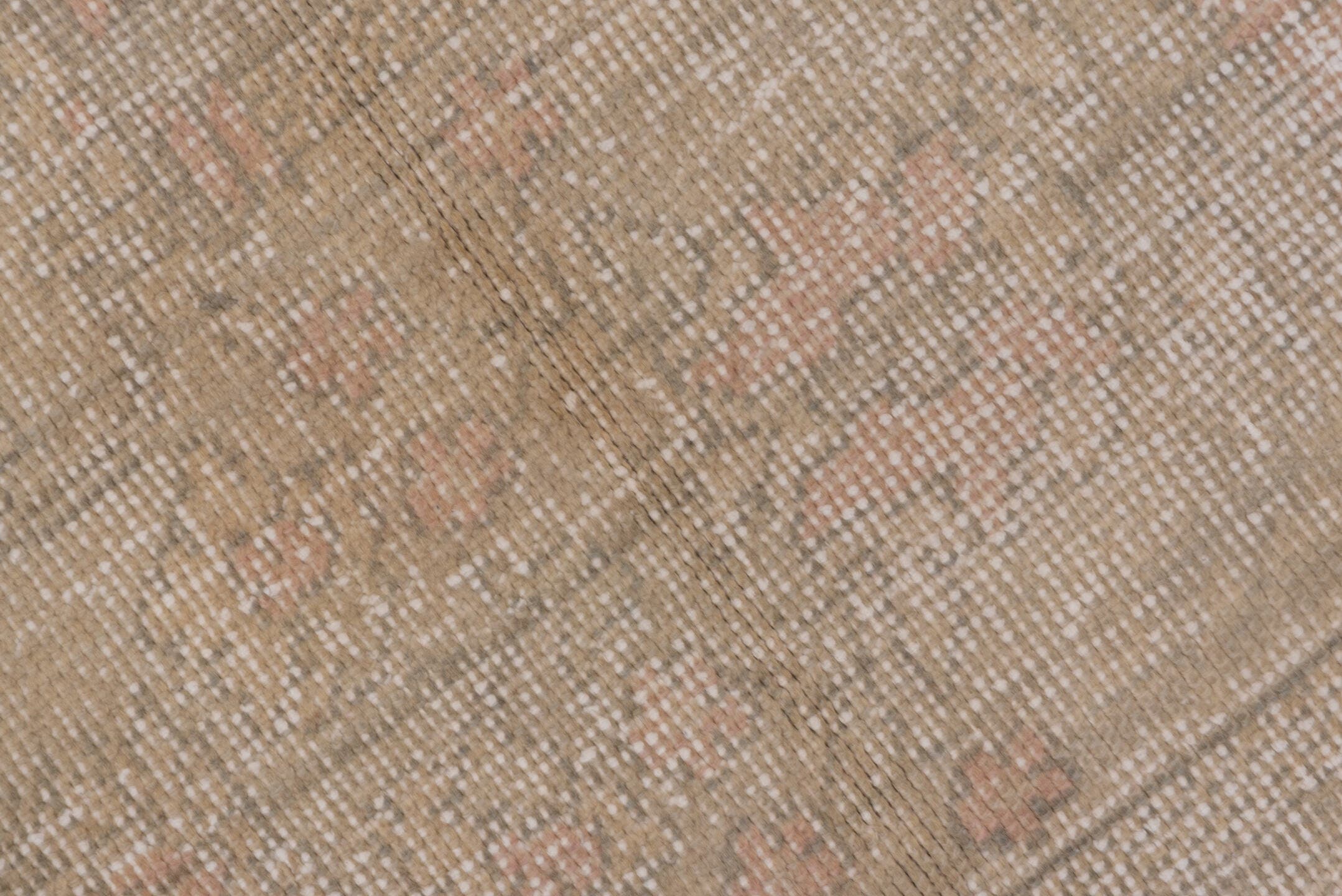 5' x 10' one-of-a-kind handmade vintage Oushak medium size rug. Color palette: beige, ivory, taupe, sand, blush, greige