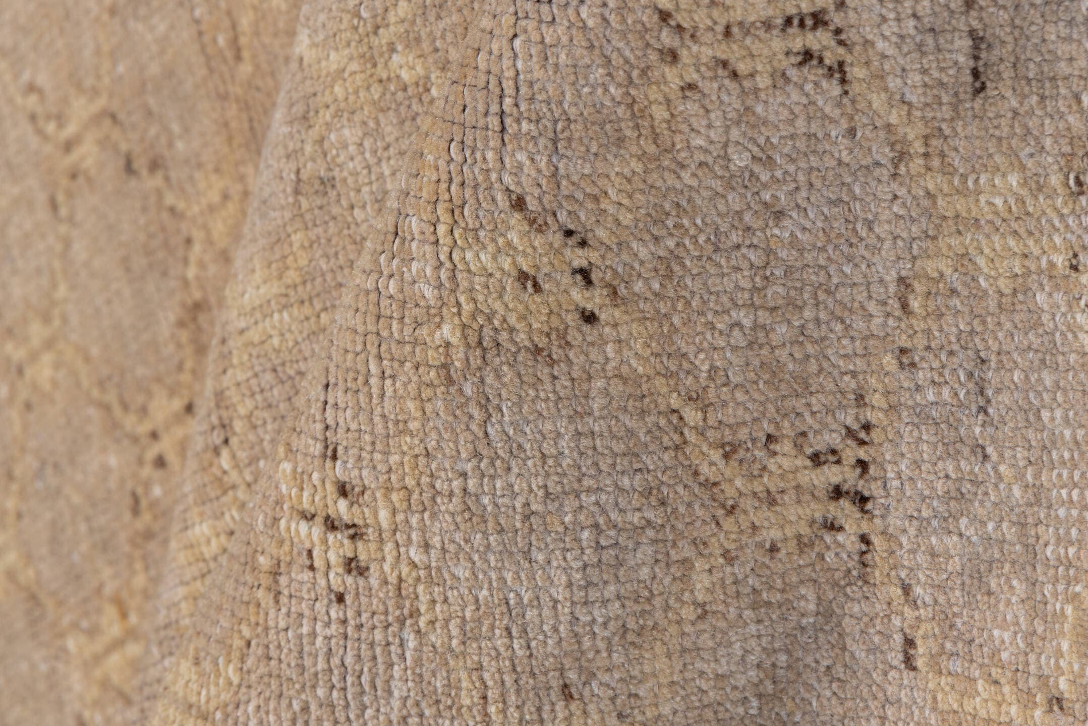 3' x 5' one-of-a-kind handmade vintage Oushak small size rug. Color palette: taupe, beige, camel, ivory, brown, gray