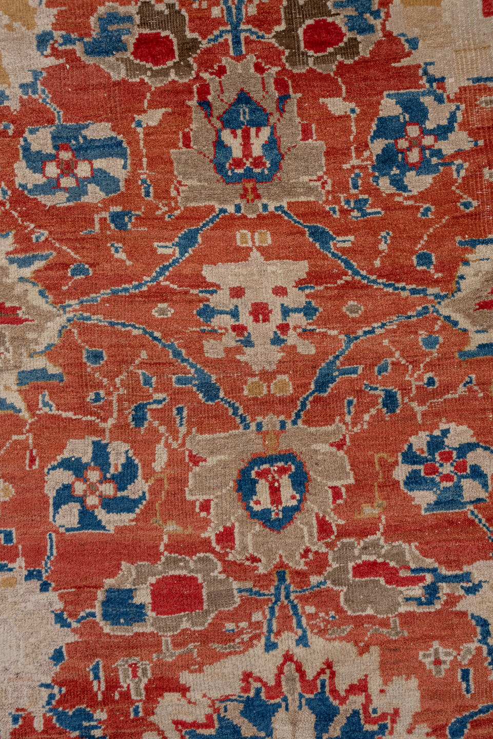 16' x 20' one-of-a-kind handmade vintage Sultanabad oversize rug. Color palette: blue, brown, fiord, gray, pink, red