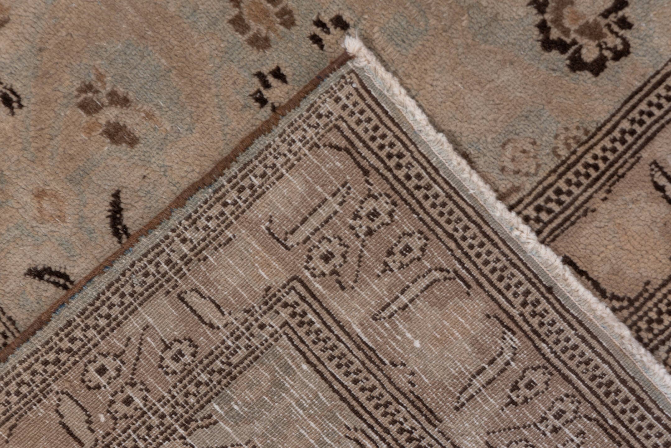 6' x 9' one-of-a-kind handmade vintage Khorassan medium size rug. Color palette: taupe, beige, brown, ivory, camel, charcoal