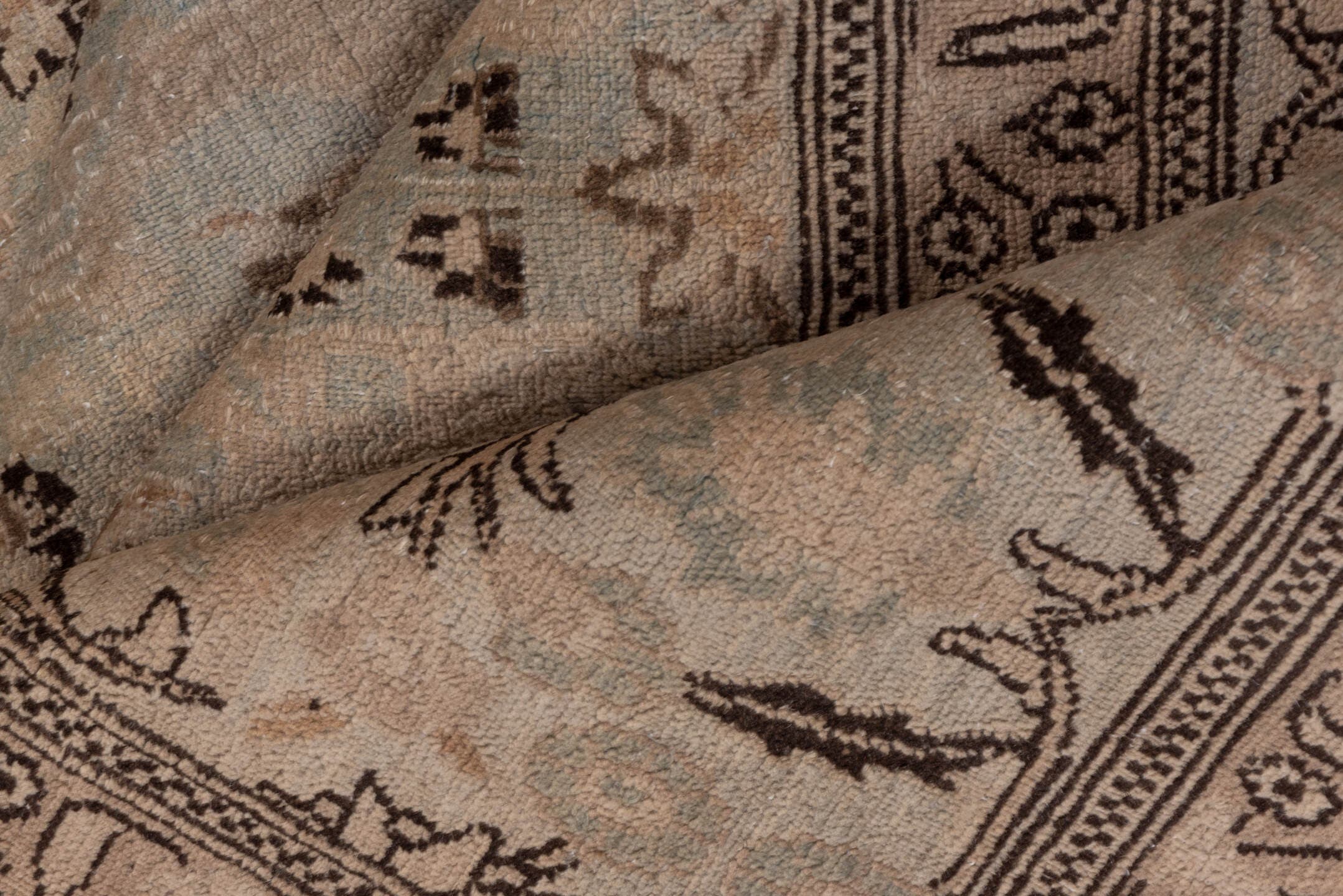 6' x 9' one-of-a-kind handmade vintage Khorassan medium size rug. Color palette: taupe, beige, brown, ivory, camel, charcoal