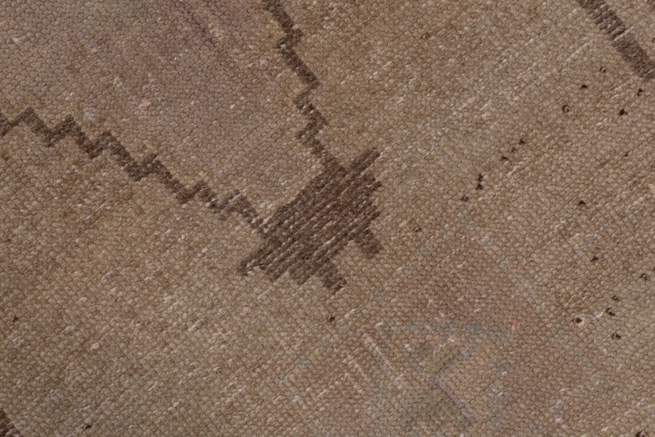 2' x 11' one-of-a-kind handmade vintage Oushak runner rug. Color palette: brown, gray, light gray, off-white, pink, snow