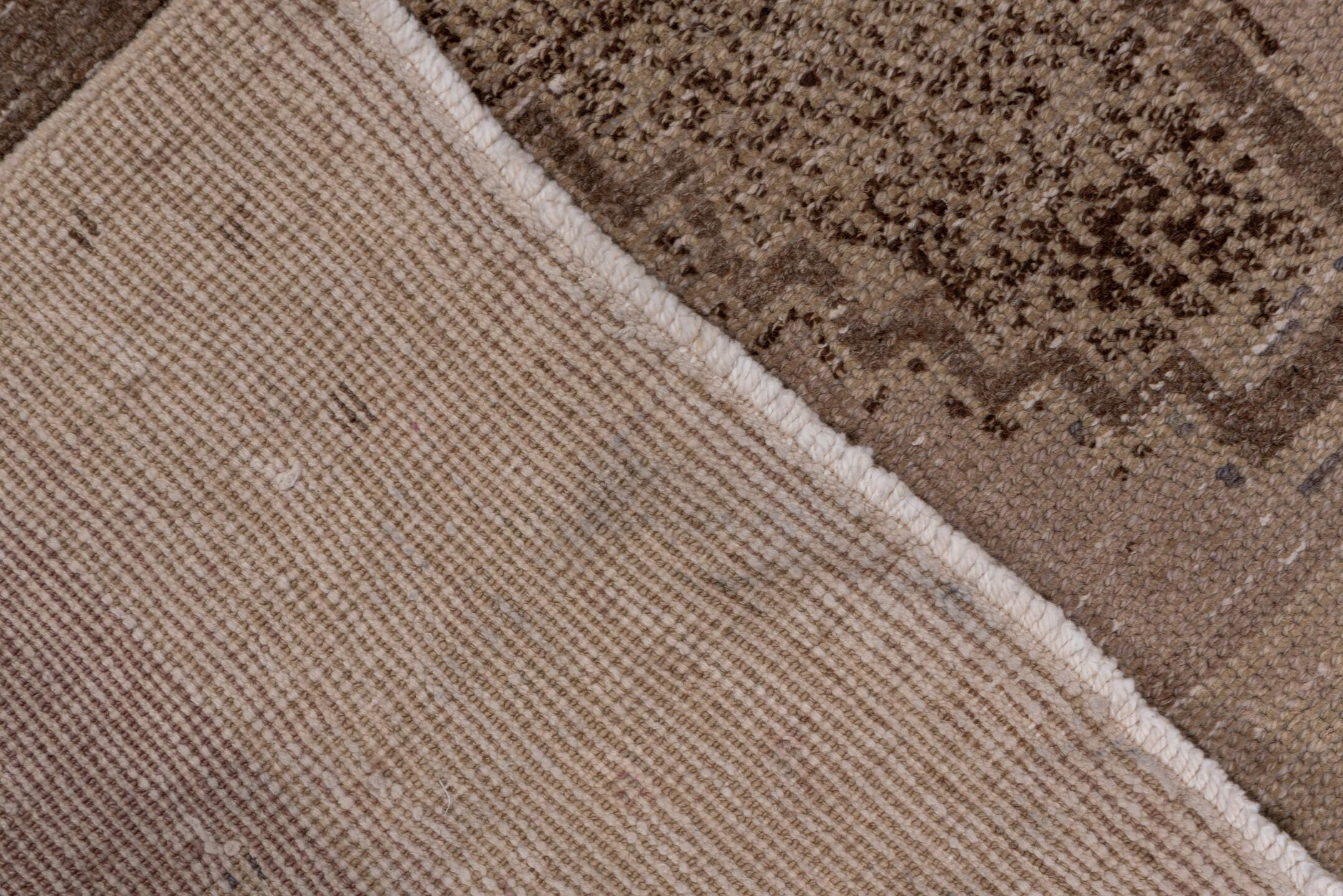 2' x 11' one-of-a-kind handmade vintage Oushak runner rug. Color palette: taupe, beige, brown, ivory, camel, gray