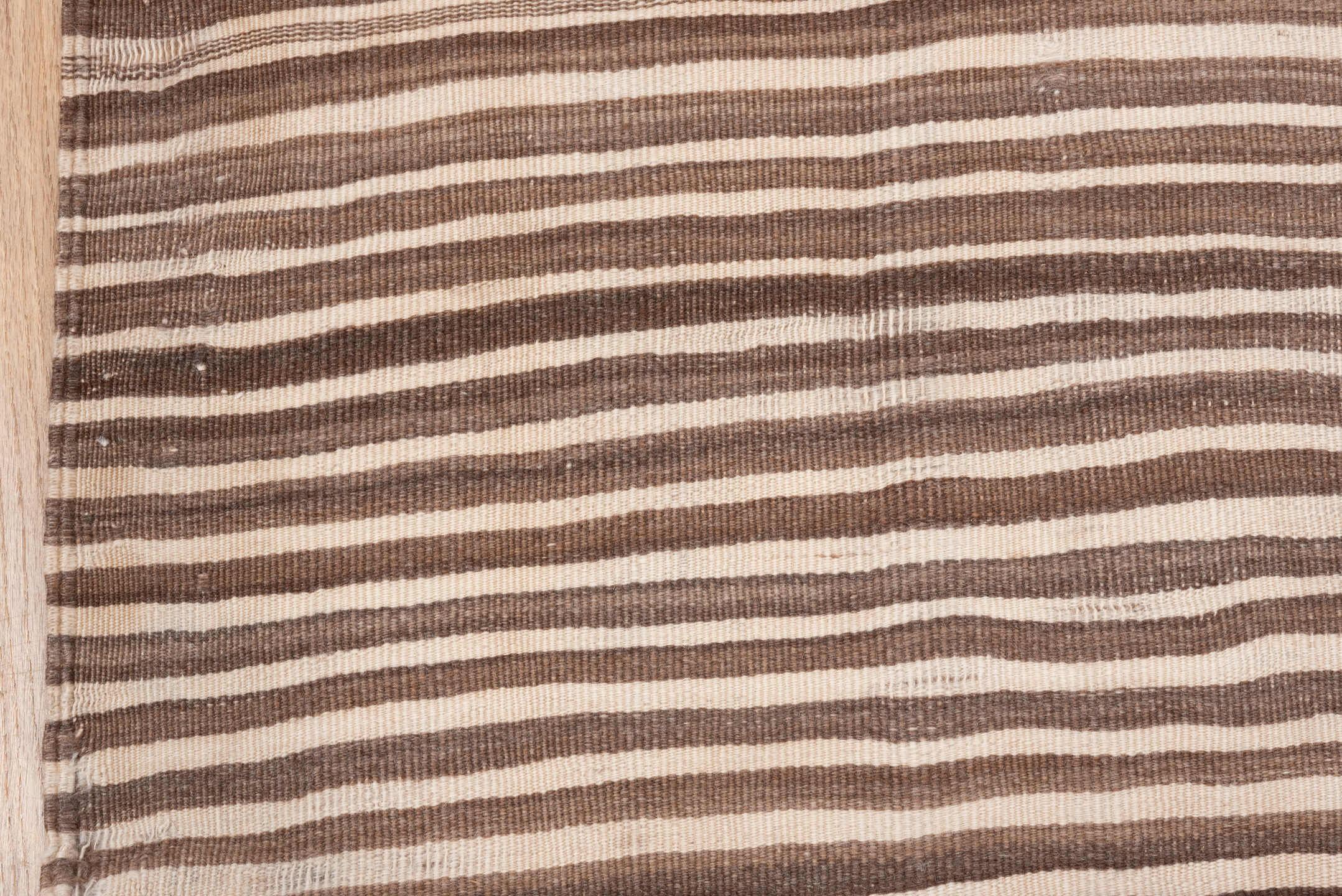 4' x 6' one-of-a-kind handmade vintage Blanket small size rug. Color palette: brown, ivory, taupe, camel, beige, gray