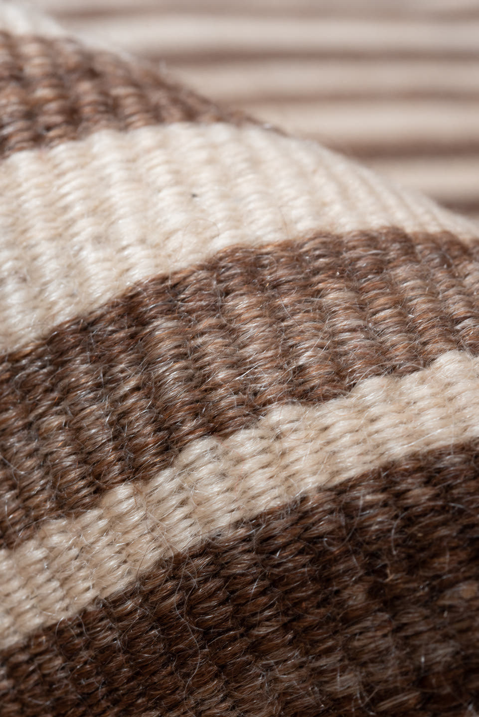 4' x 6' one-of-a-kind handmade vintage Blanket small size rug. Color palette: brown, ivory, taupe, camel, beige, gray