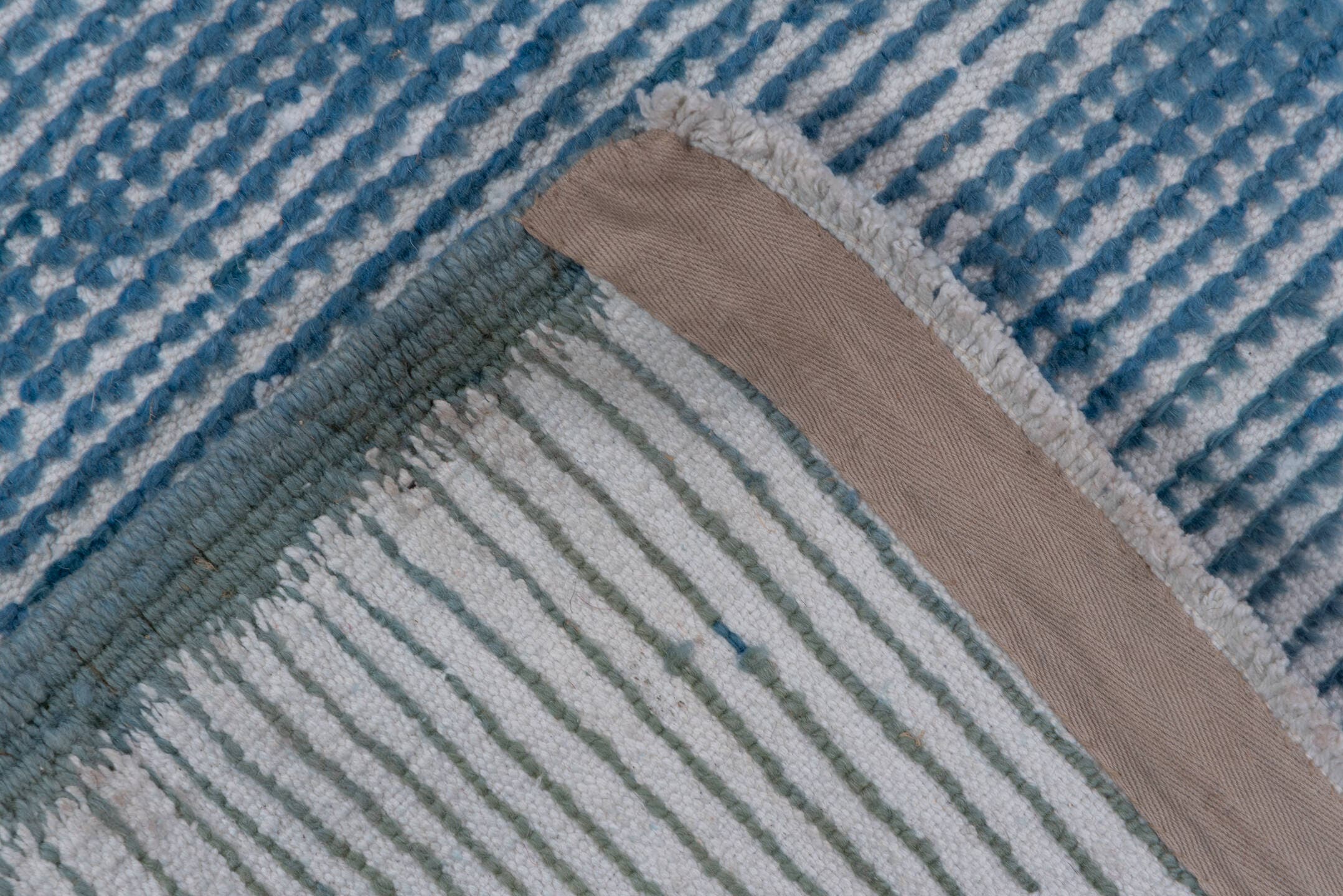 6' x 9' one-of-a-kind handmade antique Moroccan medium size rug. Color palette: sky blue, ivory, slate, powder blue