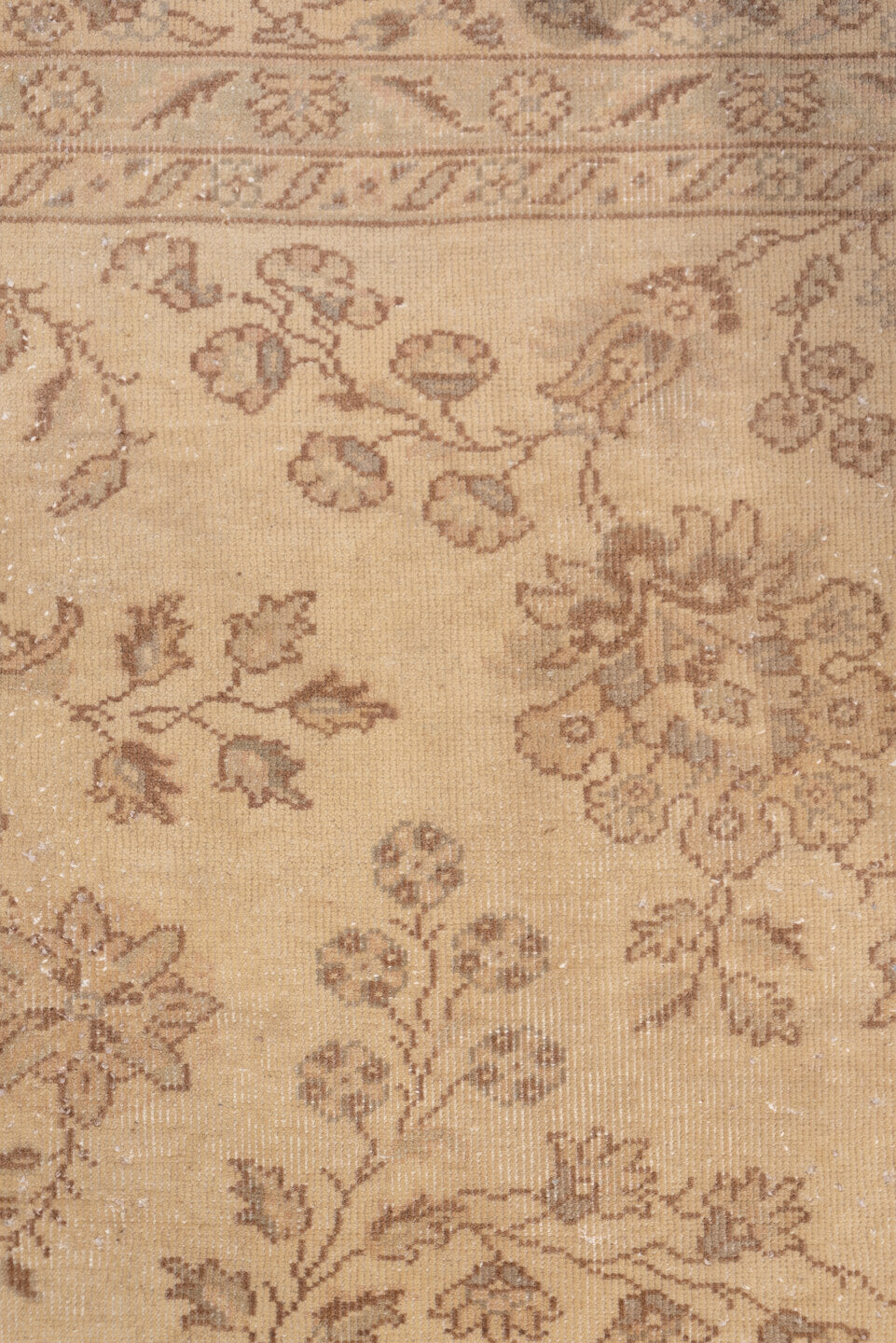 8' x 11' one-of-a-kind handmade vintage Sivas large size rug. Color palette: brown, off-white, orange, pink, tan