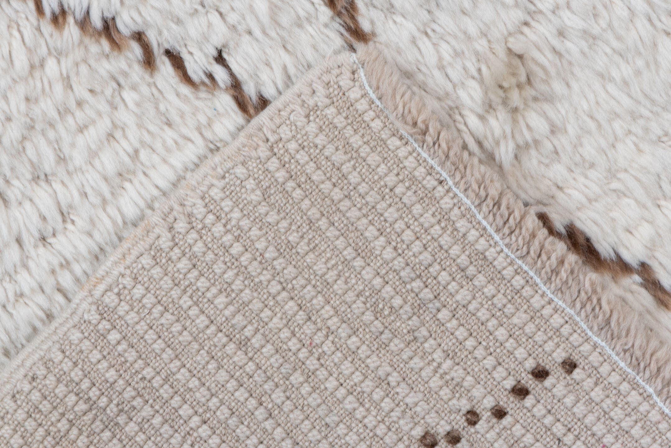 2' x 13' one-of-a-kind handmade vintage Moroccan runner rug. Color palette: ivory, taupe, cream, beige, gray