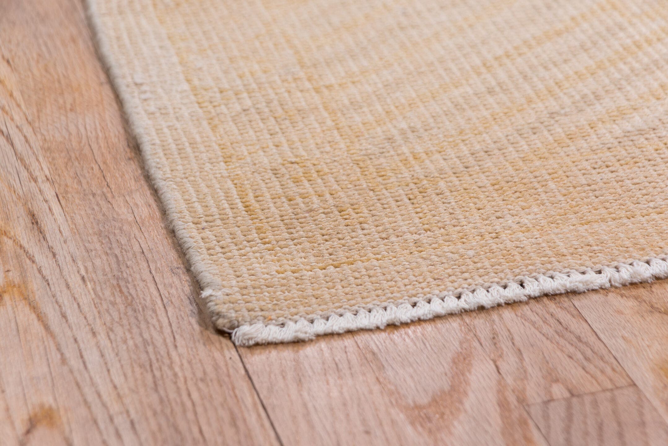 9' x 12' one-of-a-kind handmade vintage Oushak large size rug. Color palette: ivory, cream, peach, blush, beige, sand