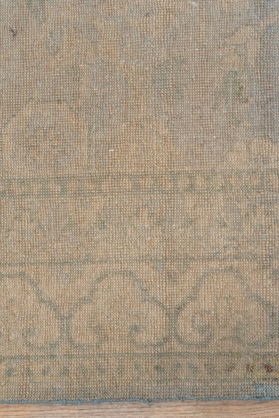 5' x 7' one-of-a-kind handmade vintage Khotan rug. Color palette: beige, ivory, pale blue, taupe, sage, light blue, gray