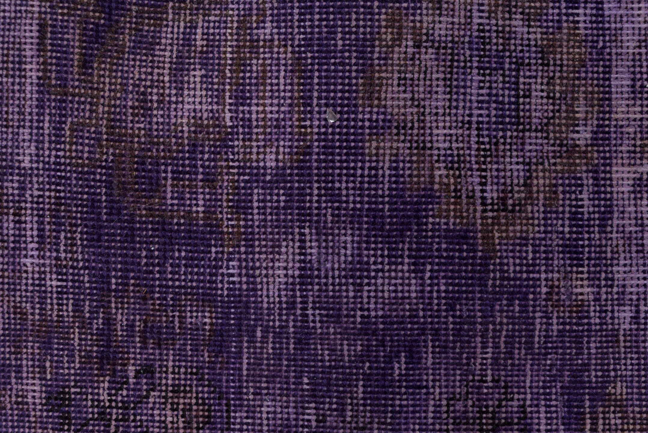 9' x 12' one-of-a-kind handmade vintage Overdyed large size rug. Color palette: violet, plum, eggplant, charcoal, pink
