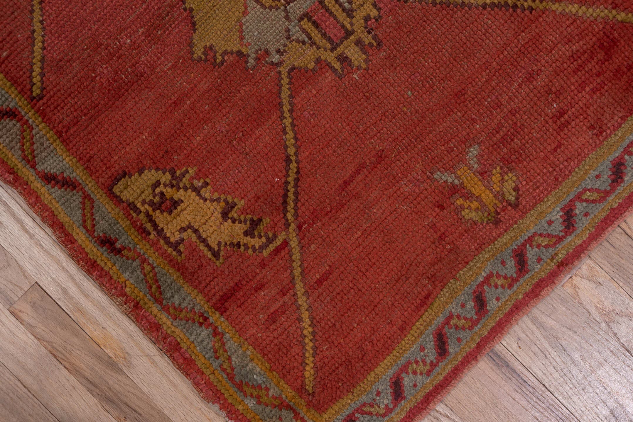 3' x 11' one-of-a-kind handmade antique Oushak runner rug. Color palette: terra cotta, rust, gold, taupe, rose, sage