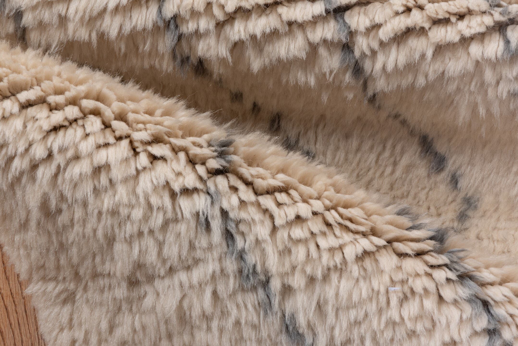 3' x 9' one-of-a-kind handmade vintage Moroccan runner rug. Color palette: ivory, gray, cream