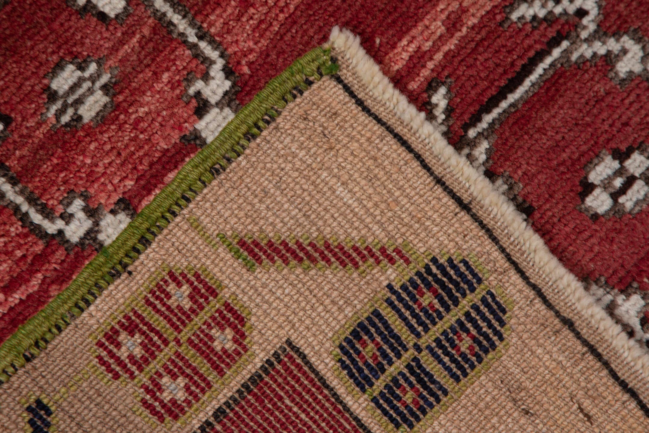 5' x 8' one-of-a-kind handmade vintage Oushak medium size rug. Color palette: terra cotta, ivory, charcoal, rust, taupe
