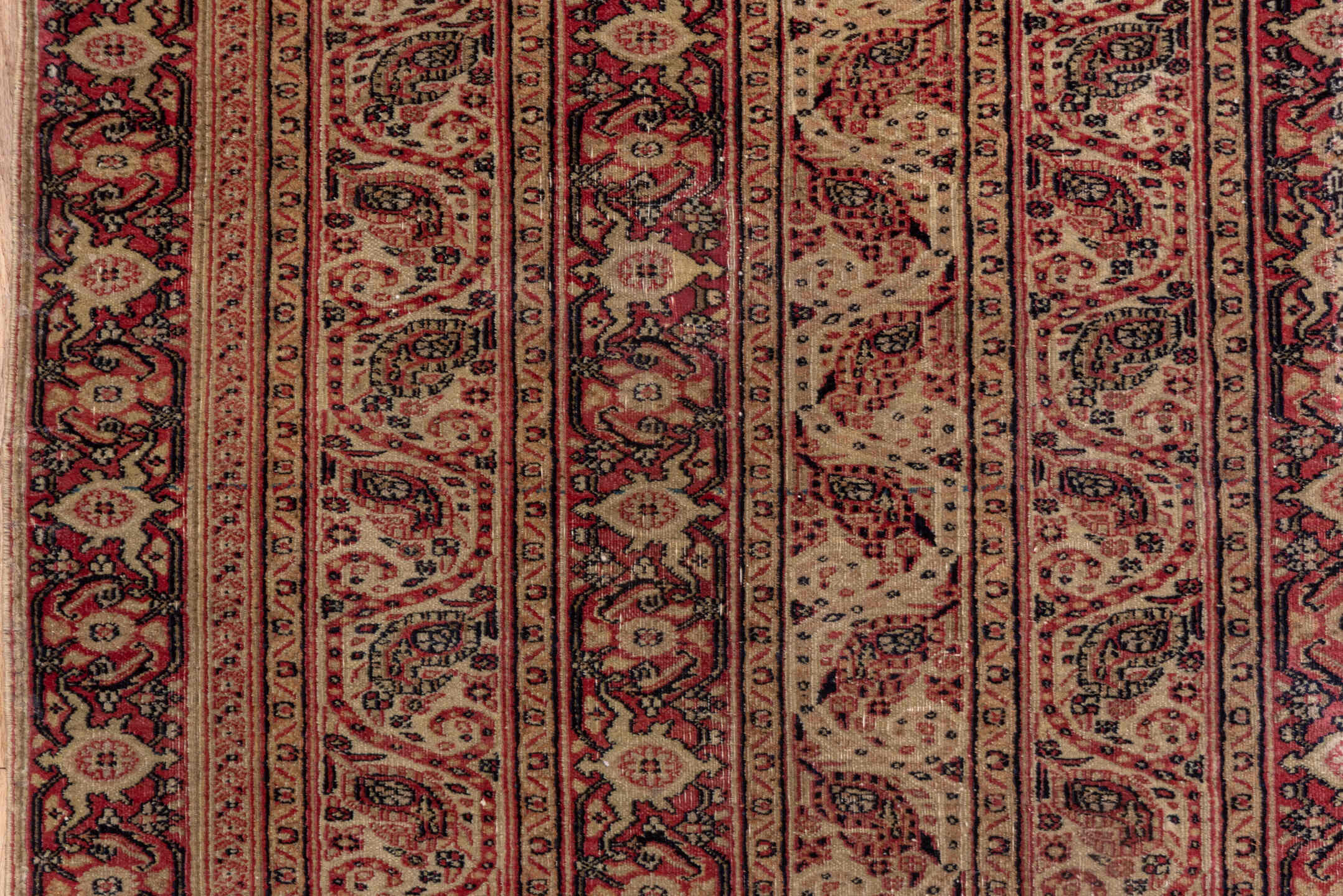 4' x 8' one-of-a-kind handmade vintage Khorassan rug. Color palette: ivory, rust, burgundy, rose, brown, charcoal