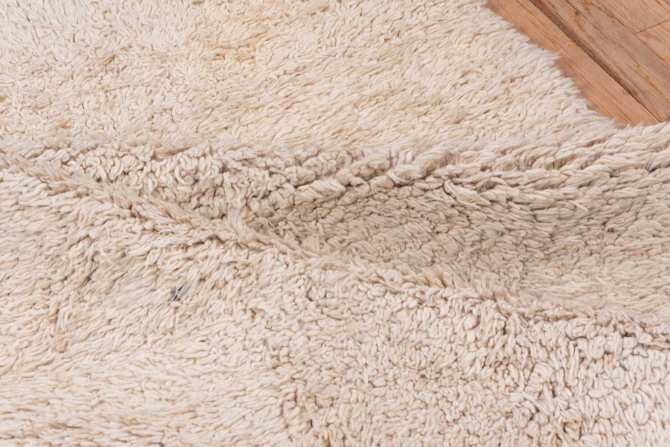 4' x 7' one-of-a-kind handmade vintage Tulu rug. Color palette: ivory, cream, beige, taupe, gray