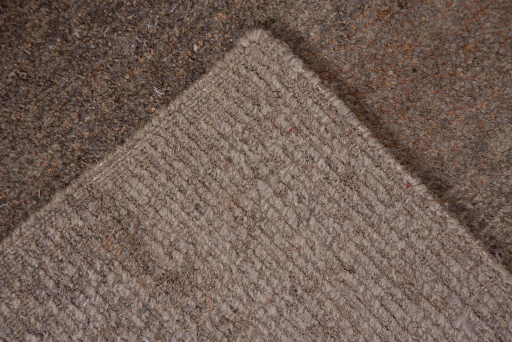4' x 5' one-of-a-kind handmade vintage Tibetan small size rug. Color palette: taupe, mocha, charcoal, brown, mushroom, stone