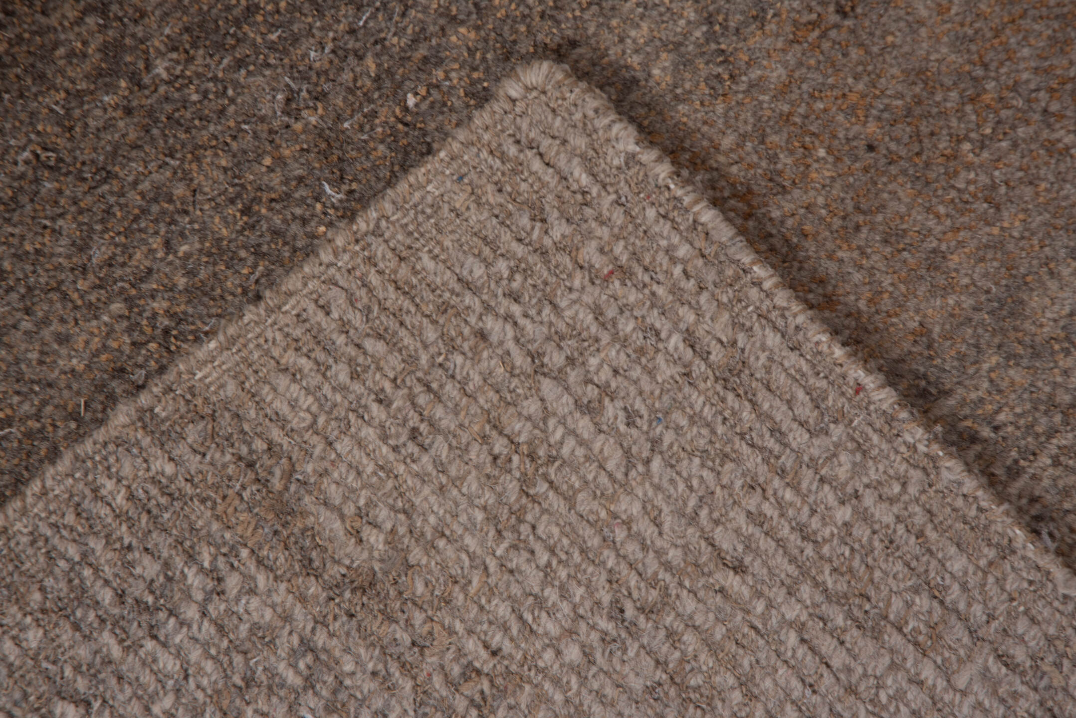 4' x 5' one-of-a-kind handmade vintage Tibetan small size rug. Color palette: taupe, mocha, charcoal, brown, mushroom, stone