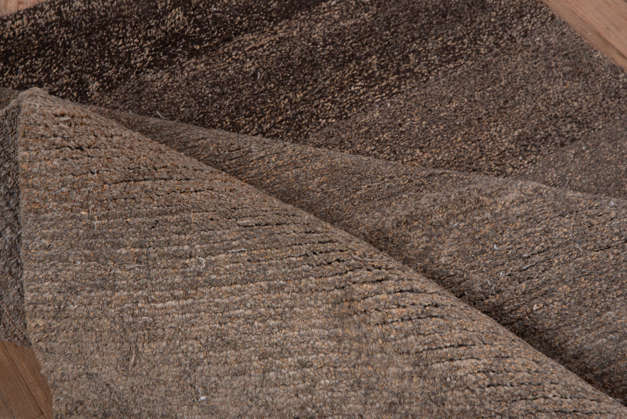 4' x 5' one-of-a-kind handmade vintage Tibetan small size rug. Color palette: taupe, mocha, charcoal, brown, mushroom, stone
