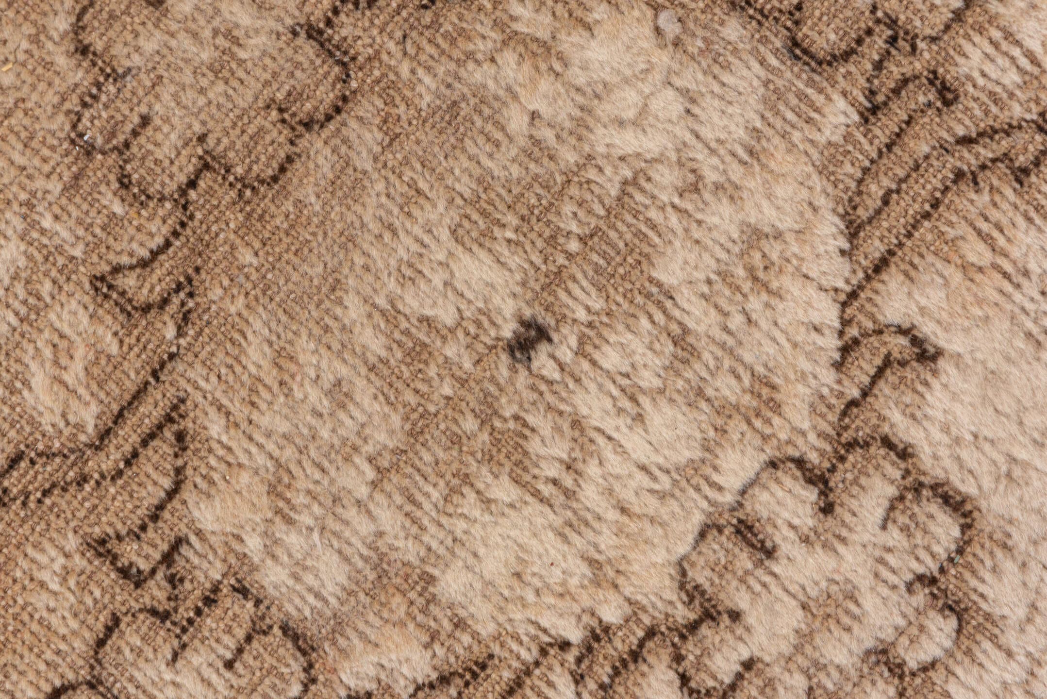 6' x 10' one-of-a-kind handmade vintage Oushak large size rug. Color palette: taupe, beige, camel, ivory, sand, brown, gray