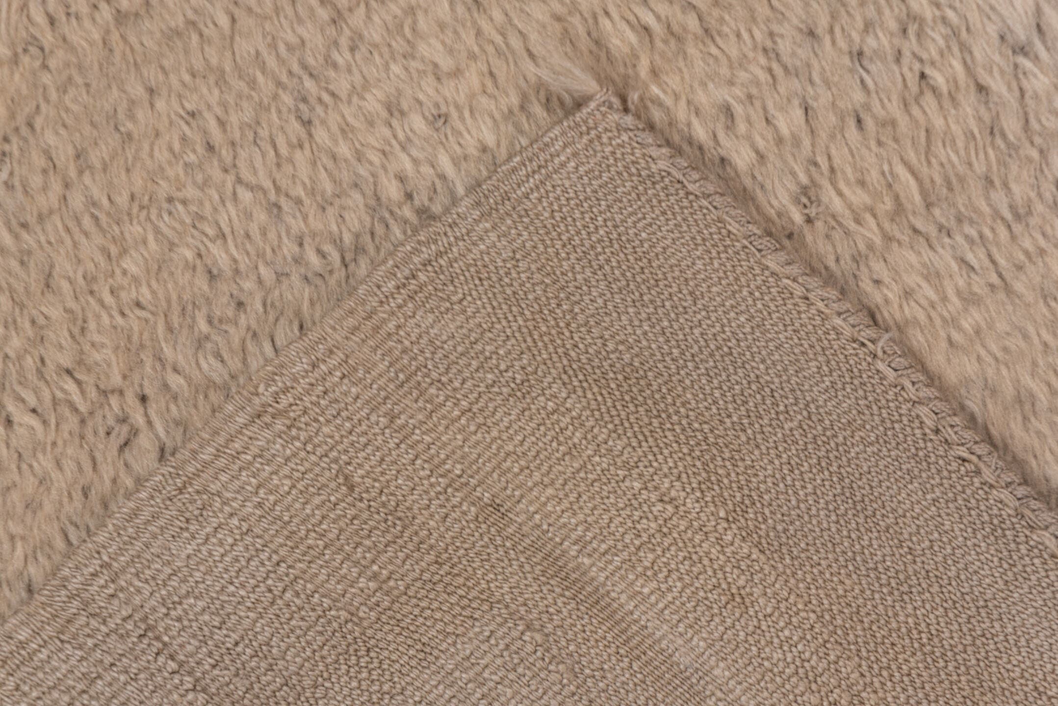3' x 5' one-of-a-kind handmade vintage Tulu small size rug. Color palette: ivory, cream, taupe, beige, gray
